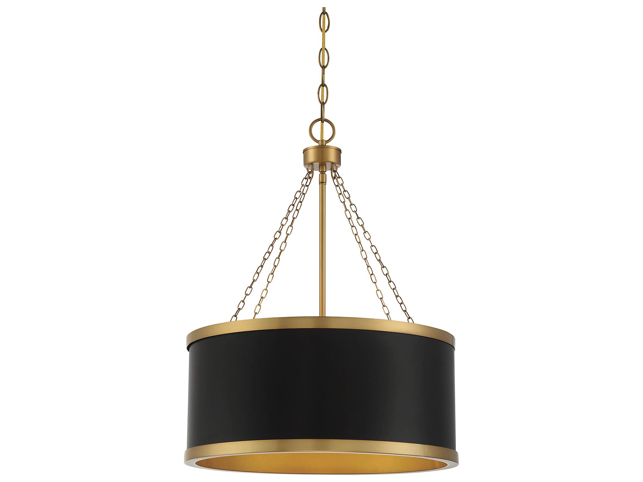 Savoy House Delphi 6-Light Black Warm Brass Drum Pendant