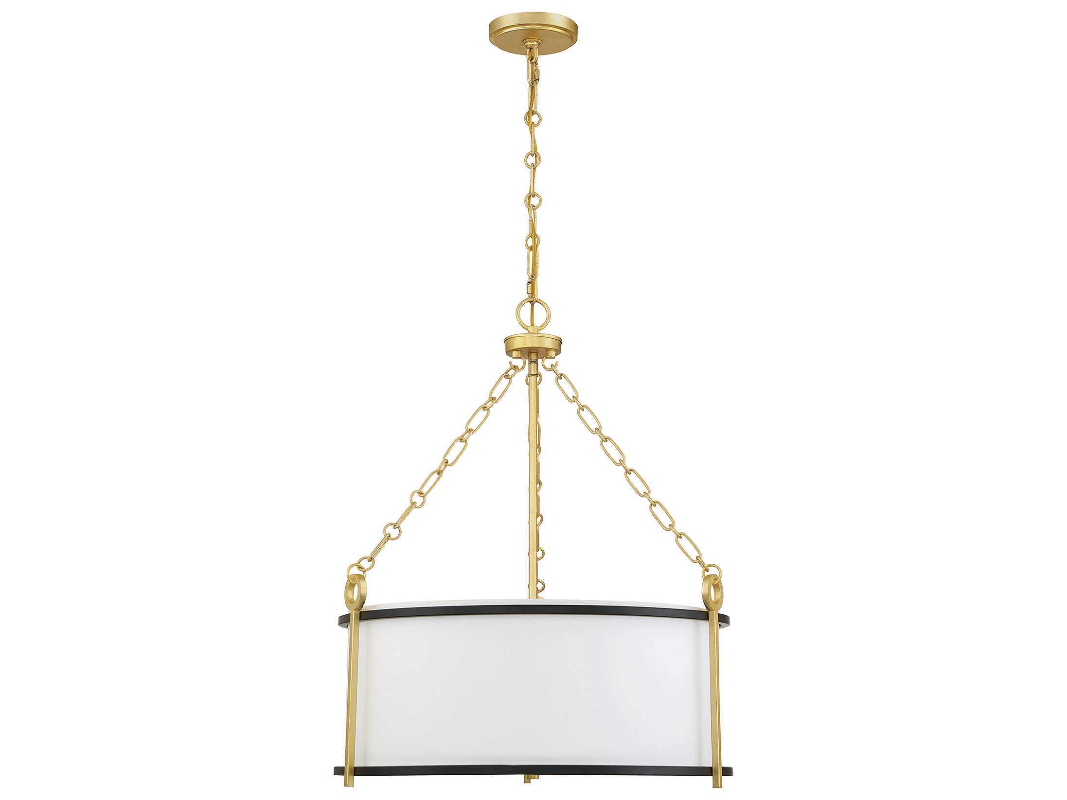 Savoy House Kian 3-Light Matte Black True Gold Drum Pendant