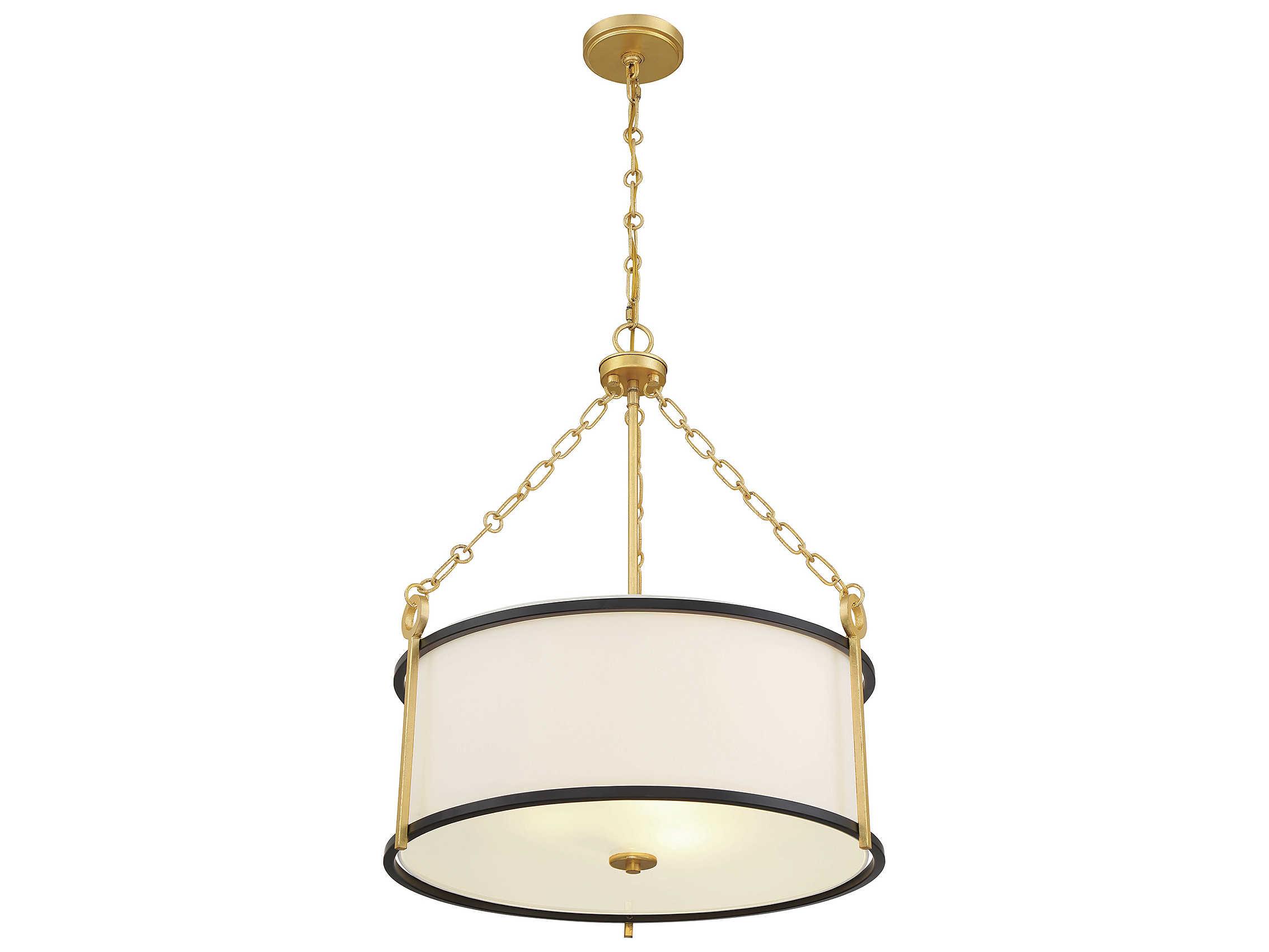 Savoy House Kian 3-Light Matte Black True Gold Drum Pendant
