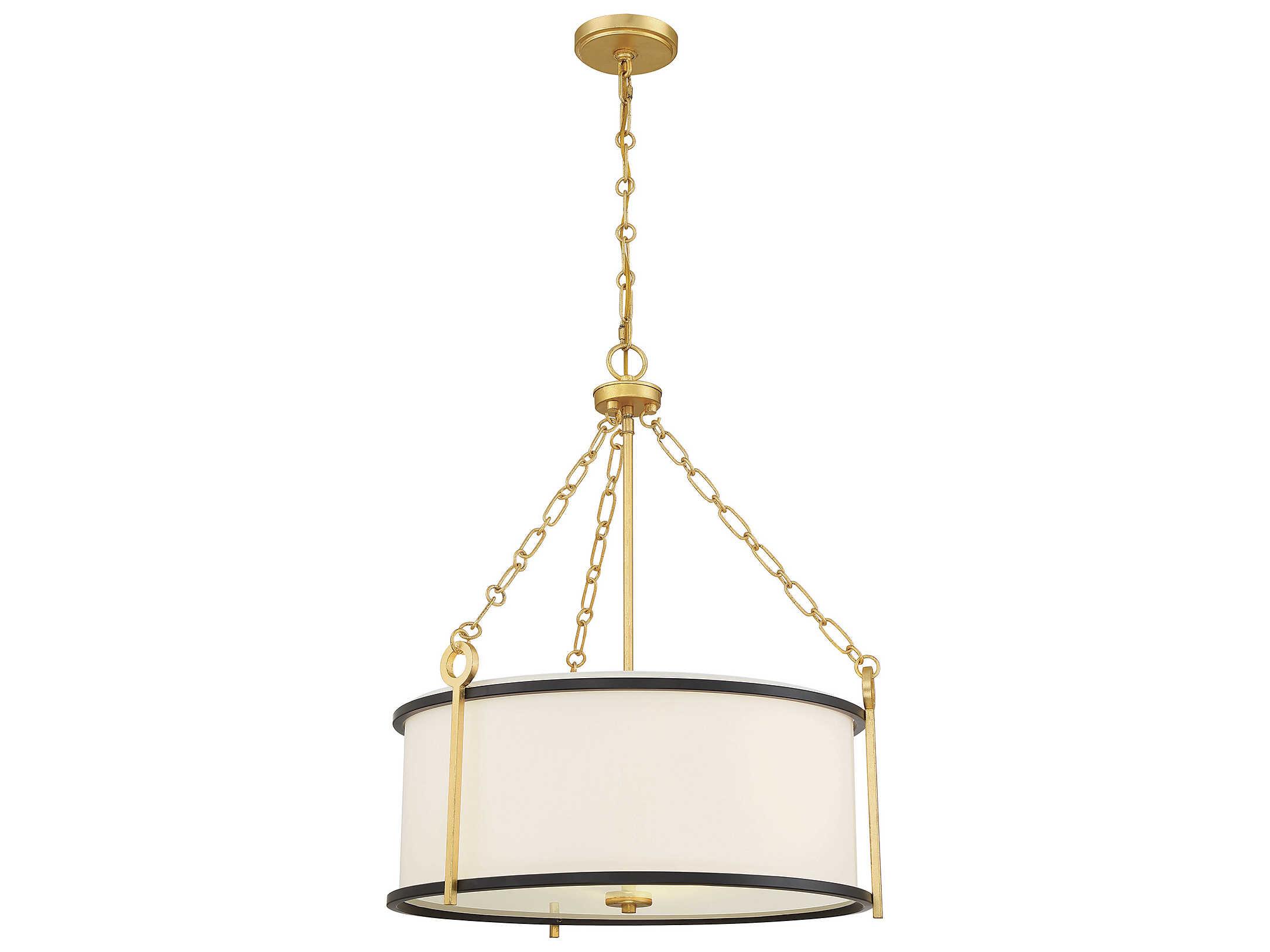 Savoy House Kian 3-Light Matte Black True Gold Drum Pendant