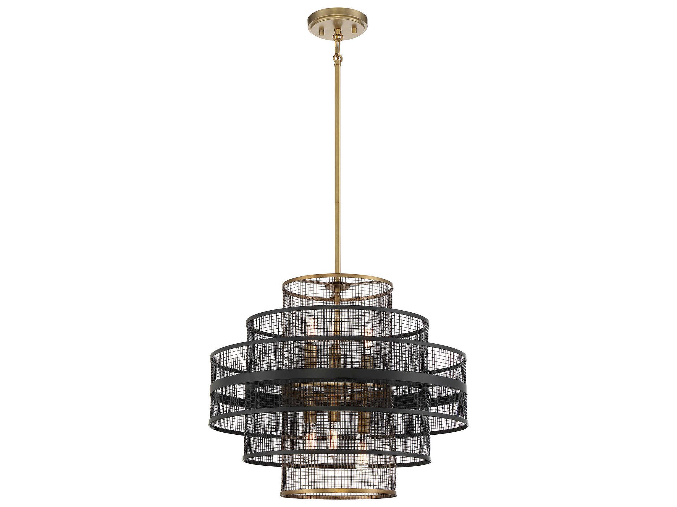 Savoy House Kelvin 6-Light Matte Black Warm Brass Tiered Pendant