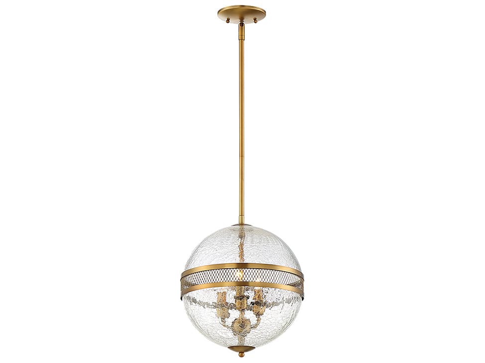 Savoy House Stirling 3-Light Warm Brass Glass Geometric Globe Mini Pendant