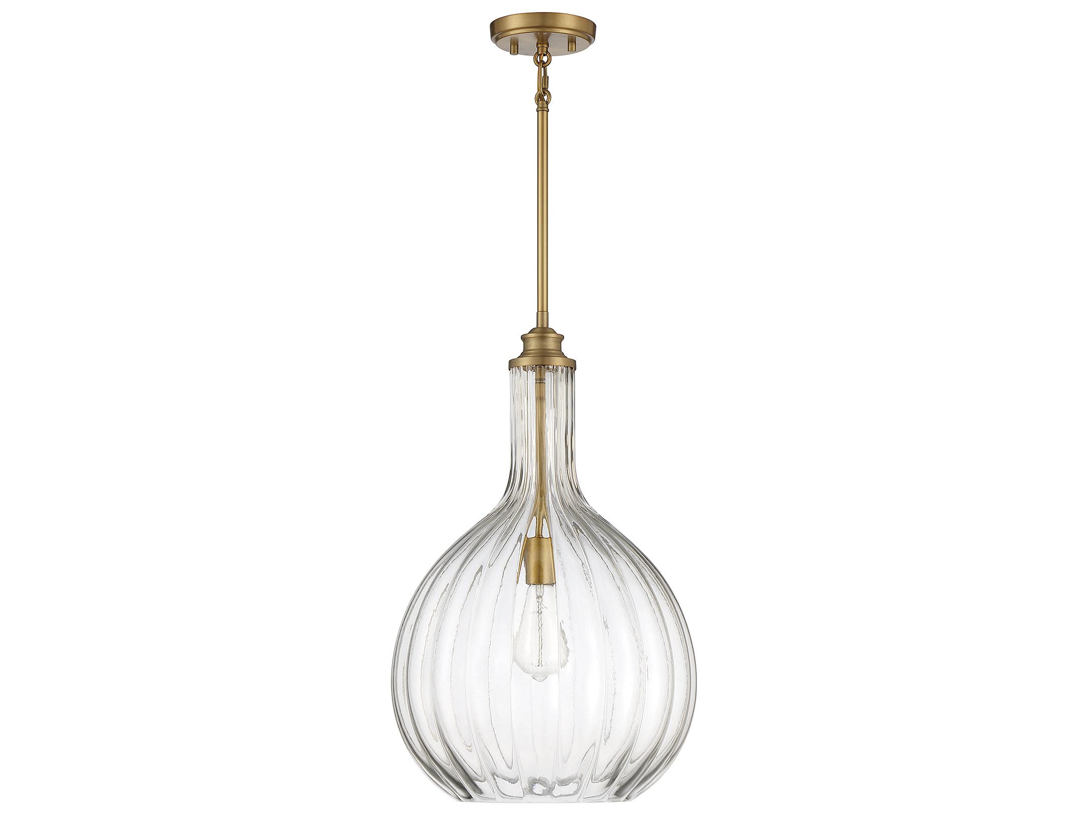 Savoy House Brandon 1-Light Warm Brass Glass Pendant