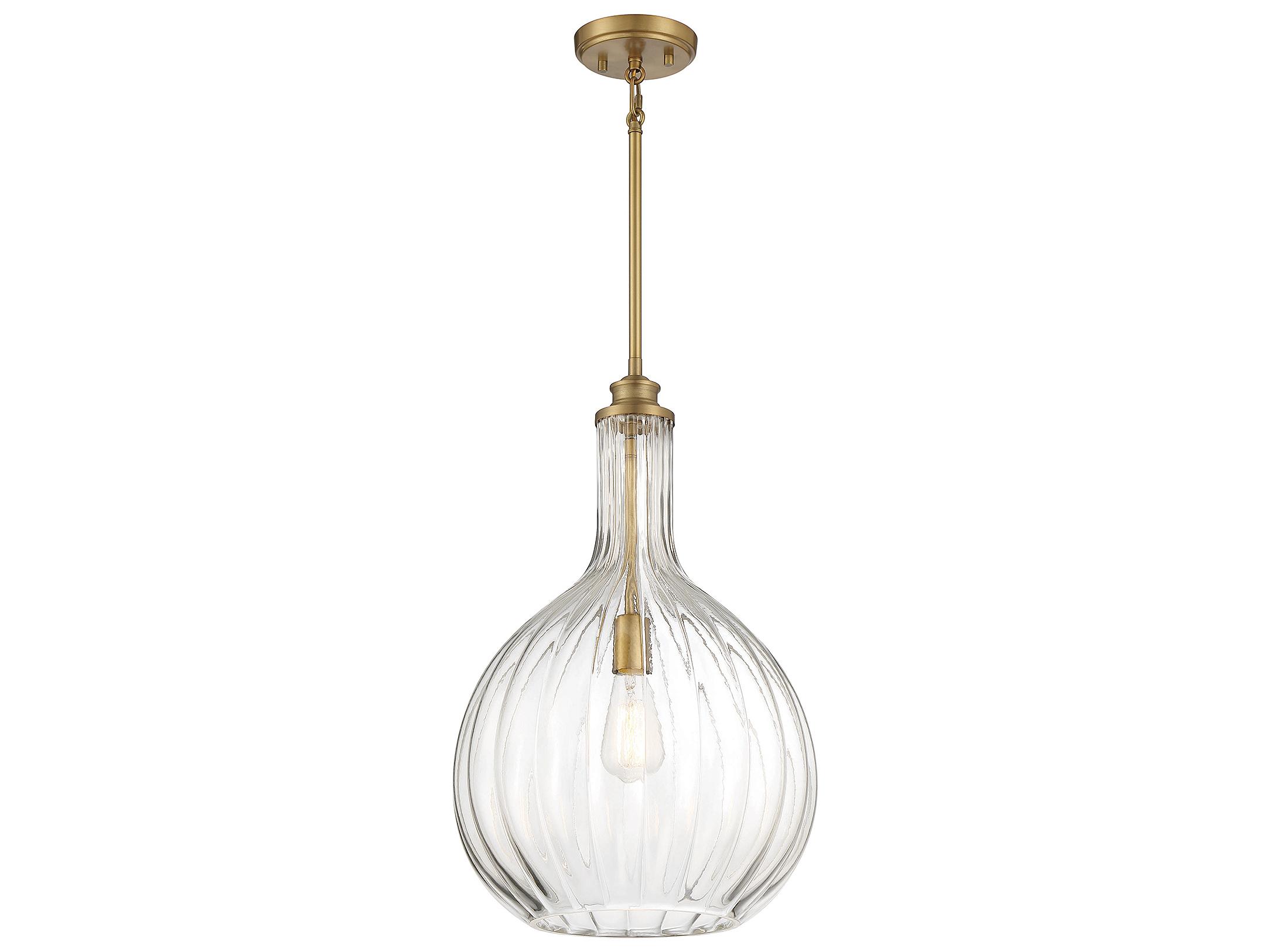 Savoy House Brandon 1-Light Warm Brass Glass Pendant