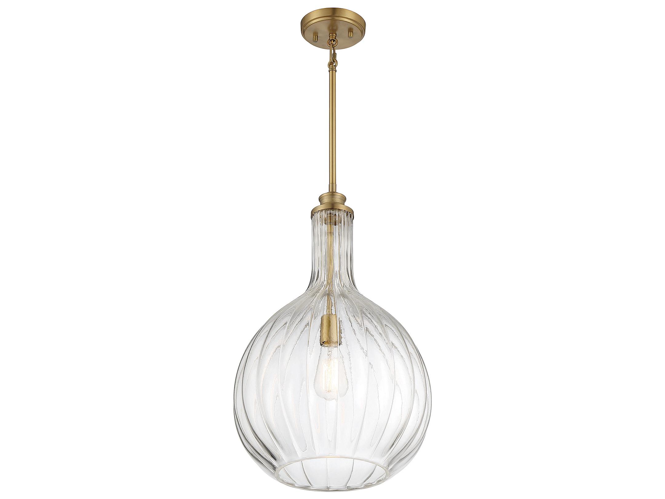 Savoy House Brandon 1-Light Warm Brass Glass Pendant