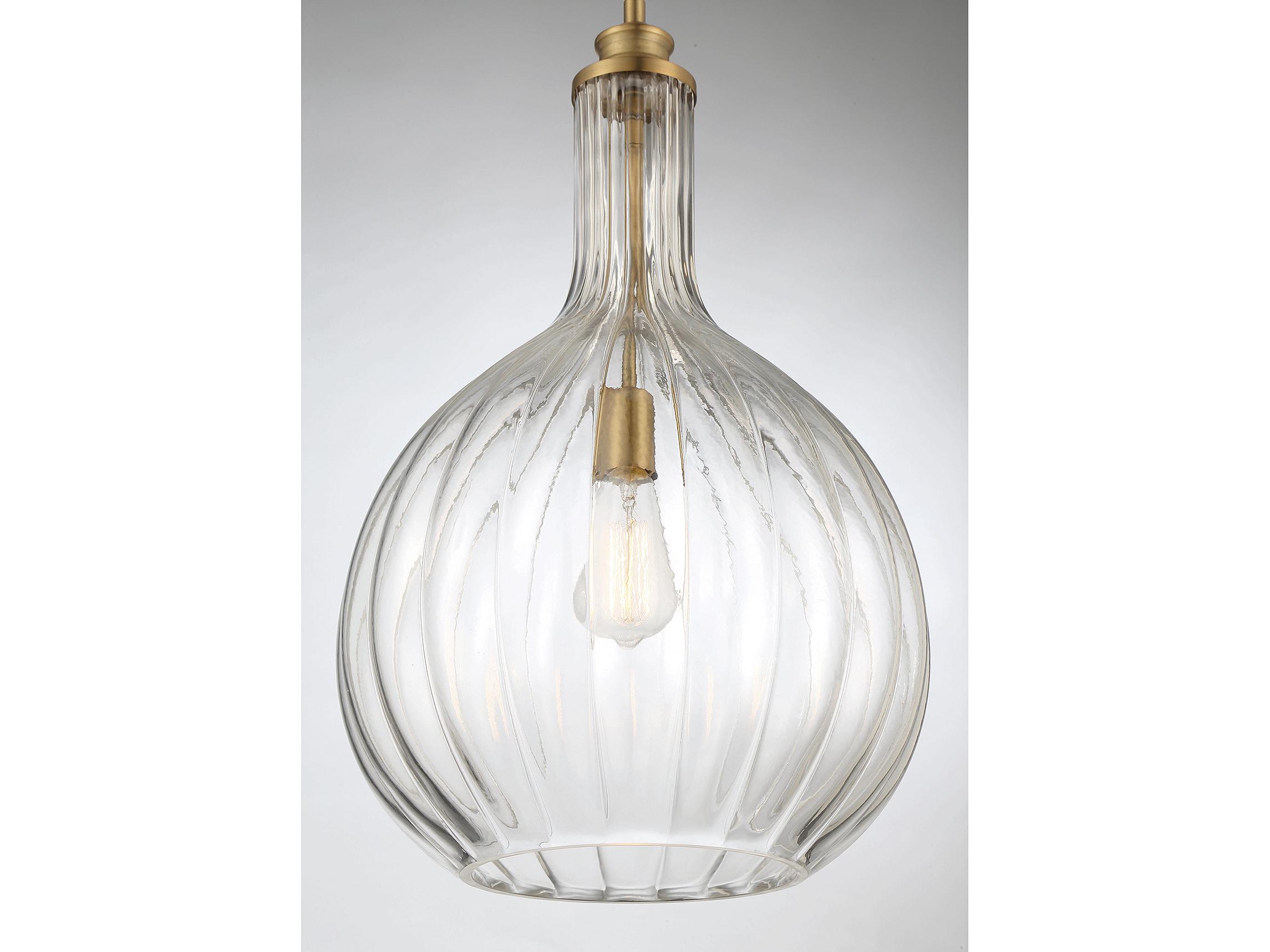 Savoy House Brandon 1-Light Warm Brass Glass Pendant