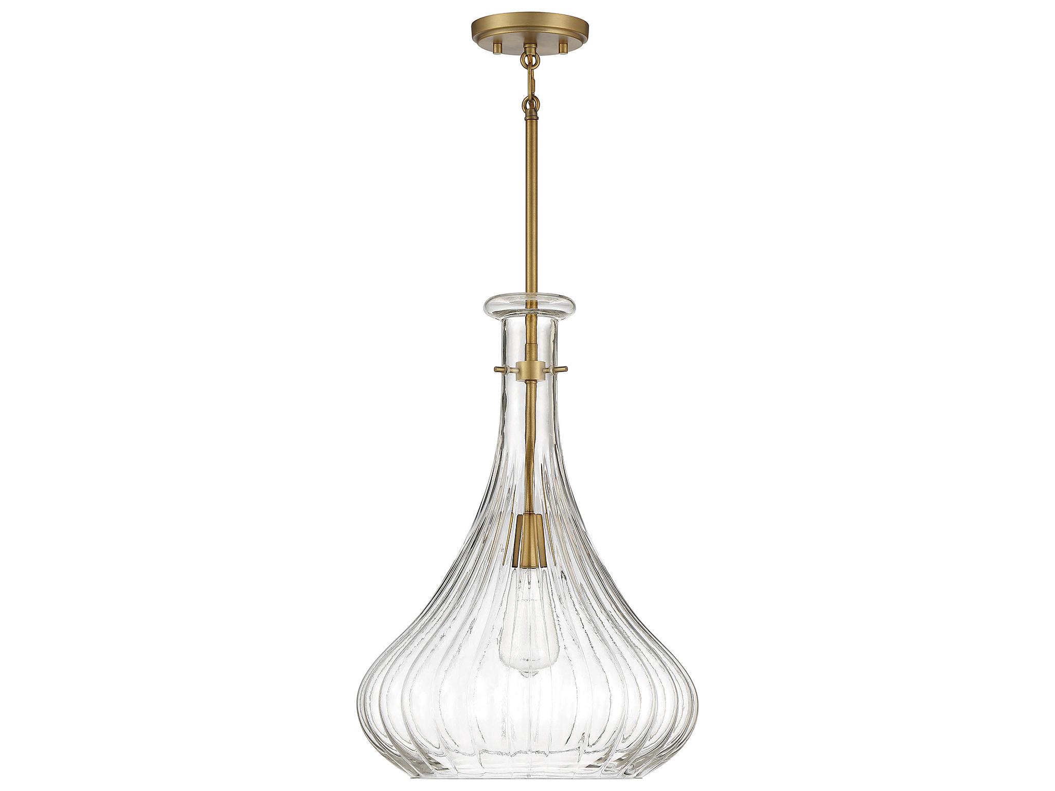 Savoy House Bristo 1-Light Warm Brass Glass Pendant