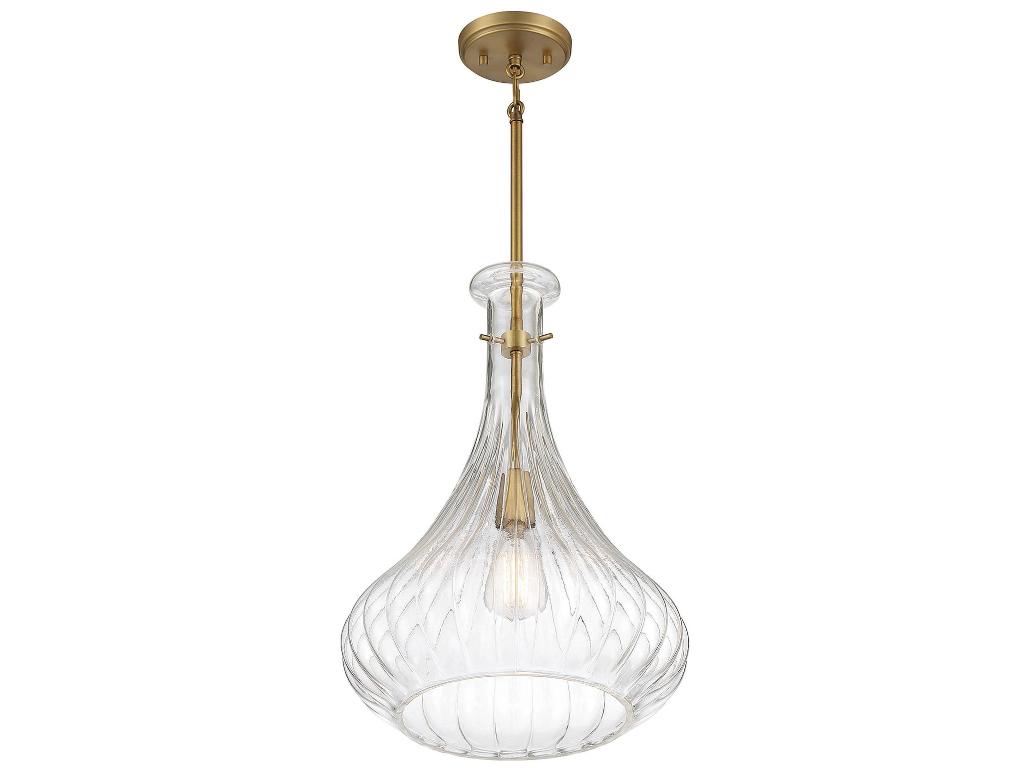 Savoy House Bristo 1-Light Warm Brass Glass Pendant