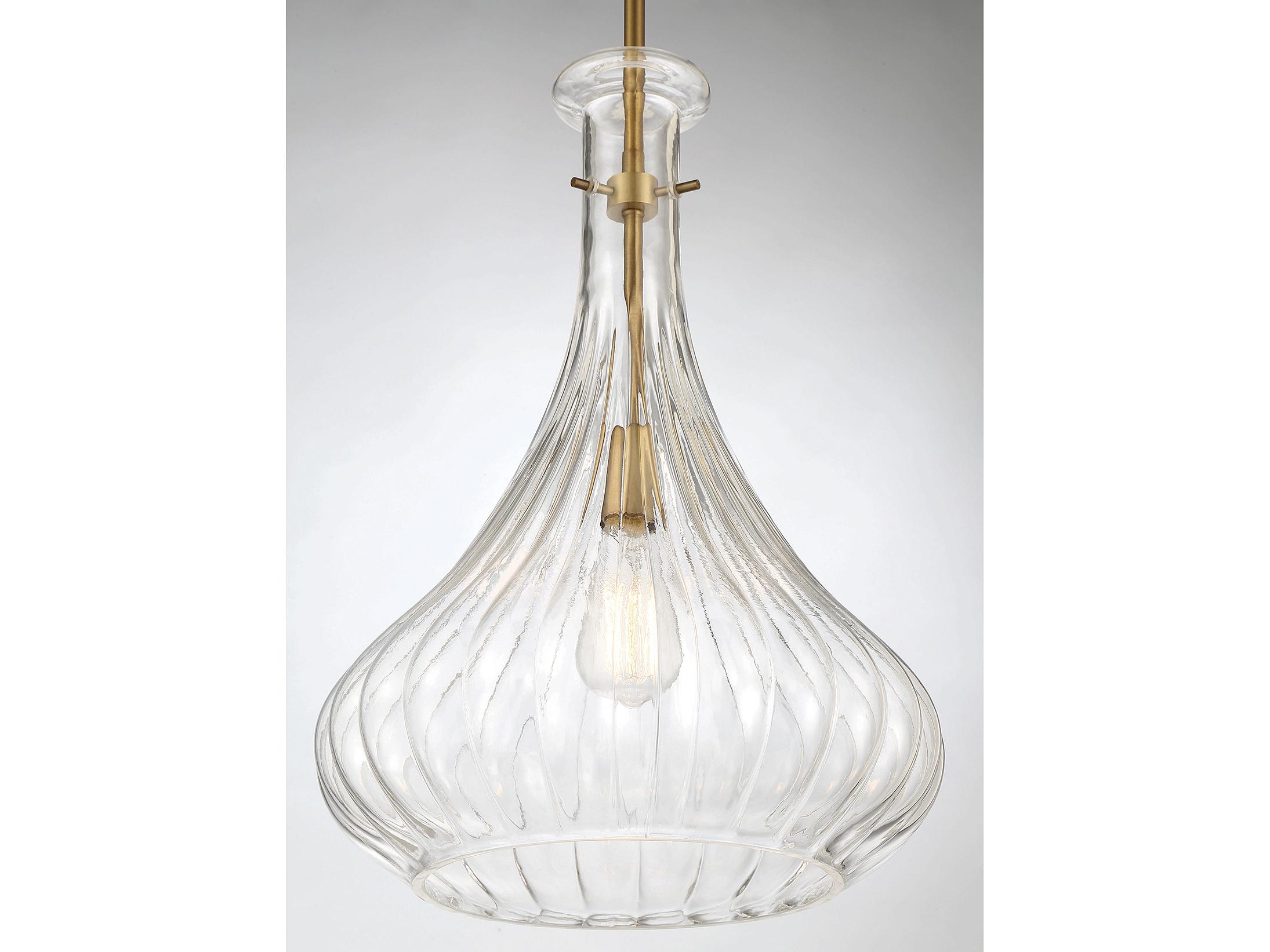 Savoy House Bristo 1-Light Warm Brass Glass Pendant