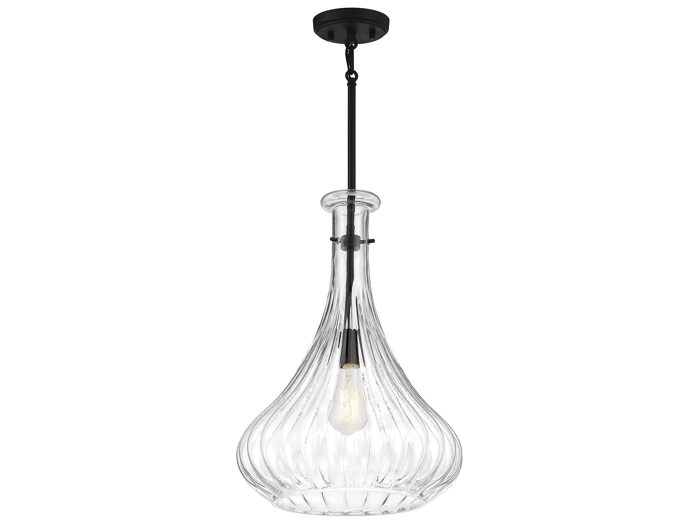 Savoy House Bristo 1-Light Matte Black Glass Pendant