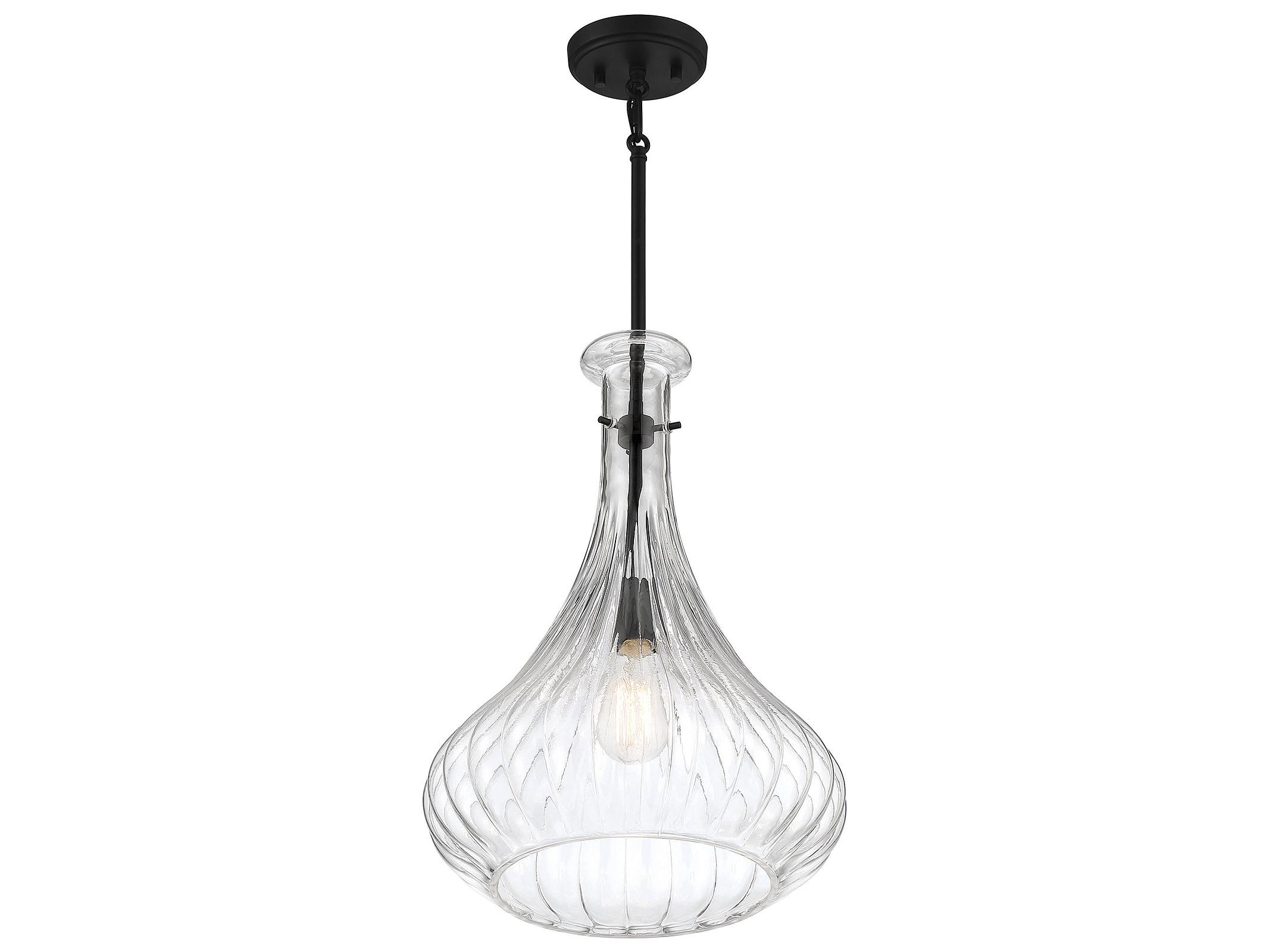 Savoy House Bristo 1-Light Matte Black Glass Pendant