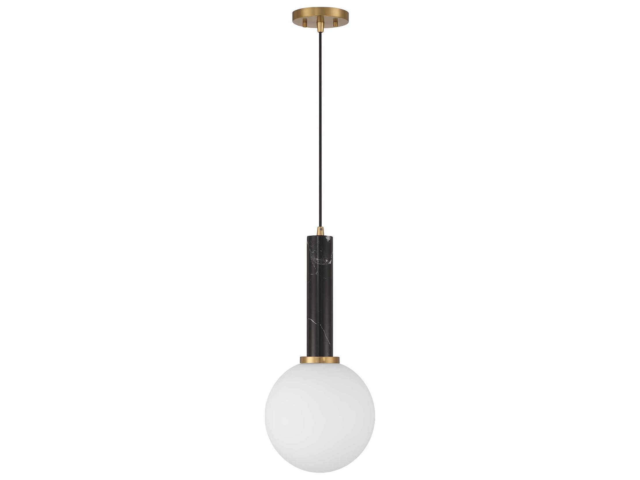 Savoy House Callaway 1-Light Black Marble Warm Brass Globe Mini Pendant