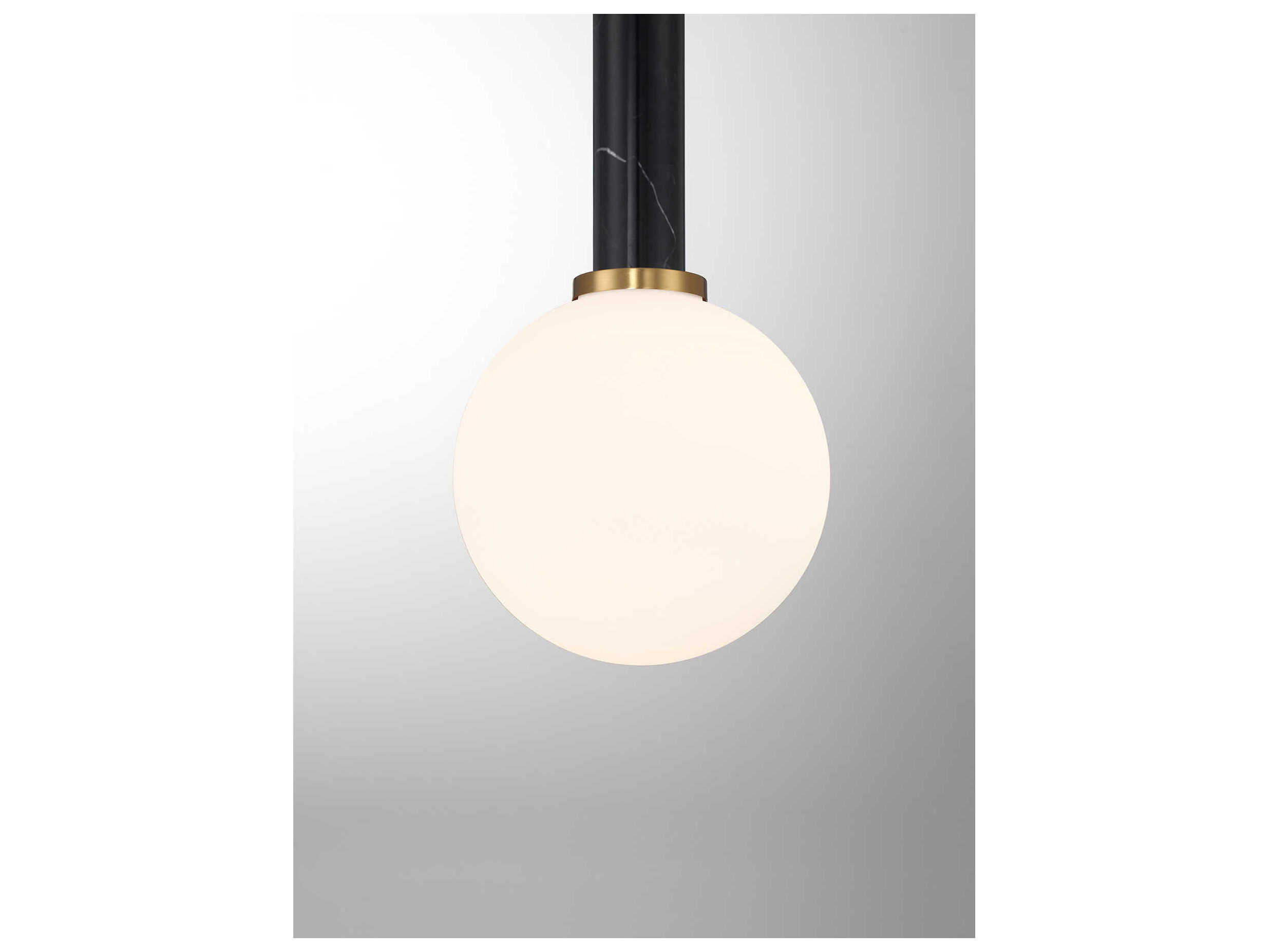 Savoy House Callaway 1-Light Black Marble Warm Brass Globe Mini Pendant