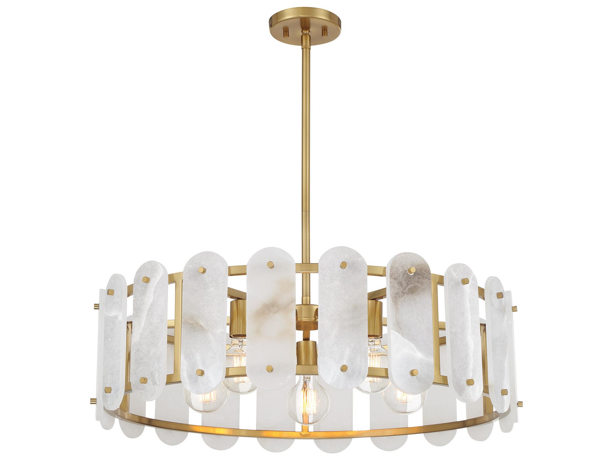 Savoy House Antolini 5-Light Warm Brass Drum Pendant