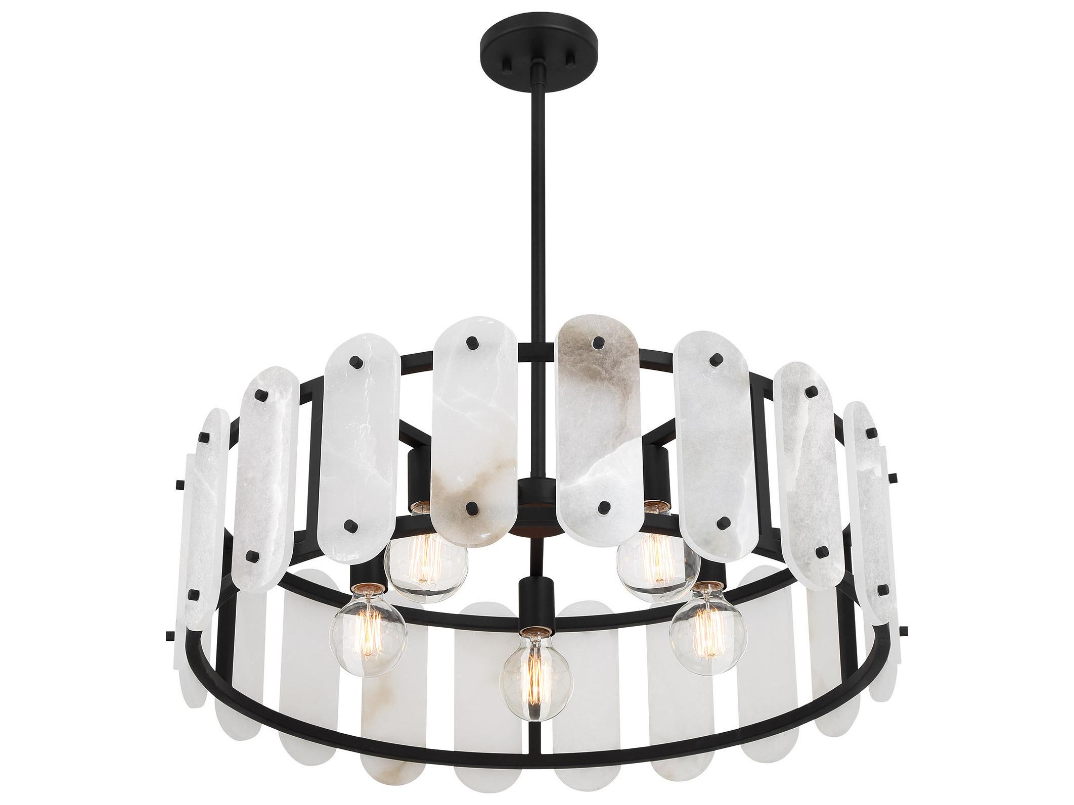Savoy House Antolini 5-Light Black Cashmere Brass Drum Pendant