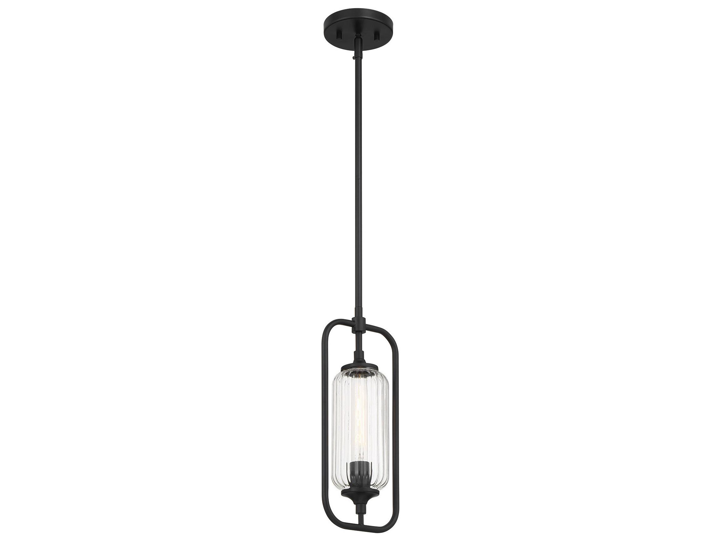 Savoy House Holton 1-Light Matte Black Cylinder Mini Pendant