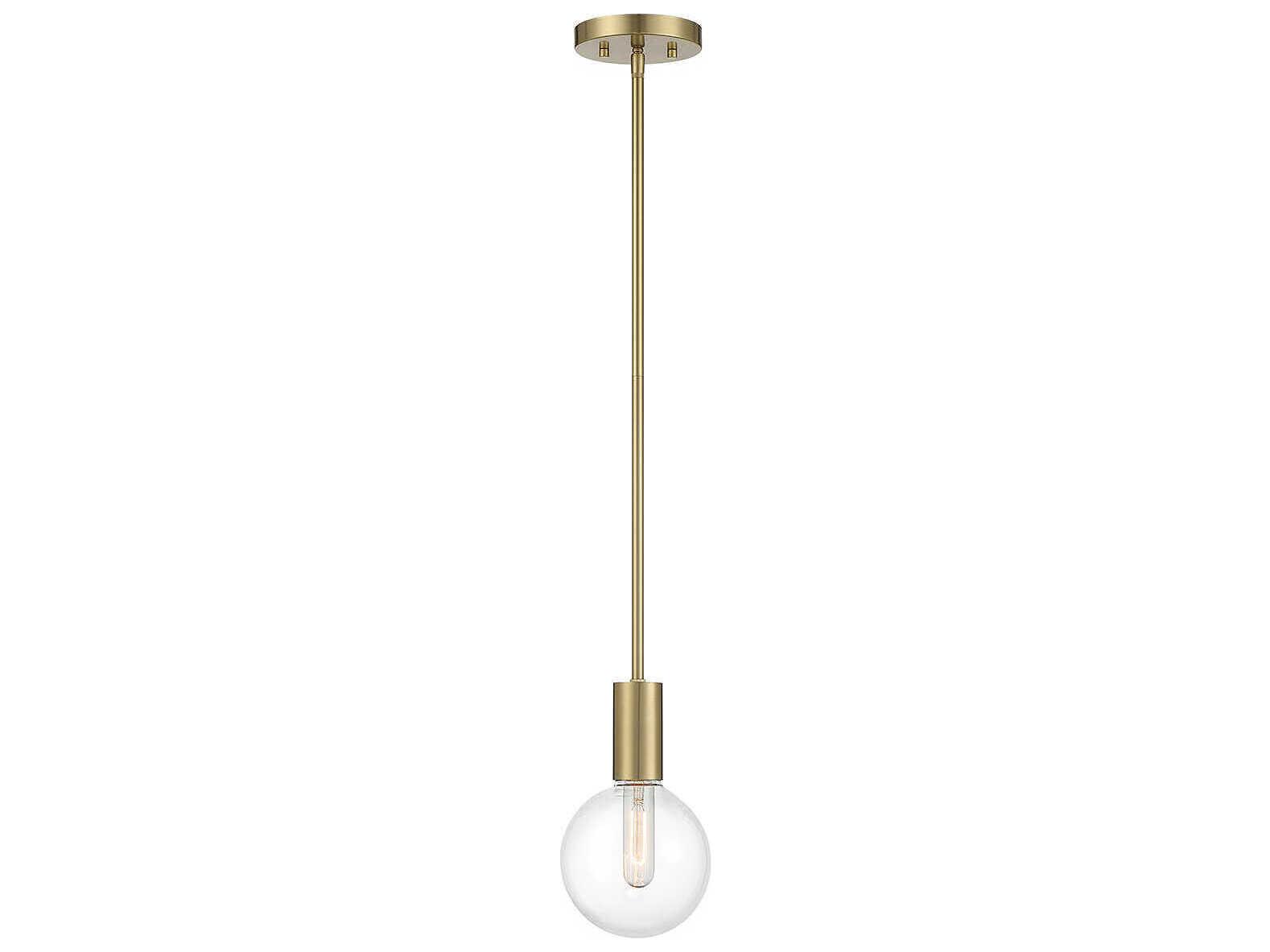 Savoy House Wright 1-Light Warm Brass Glass Globe Mini Pendant
