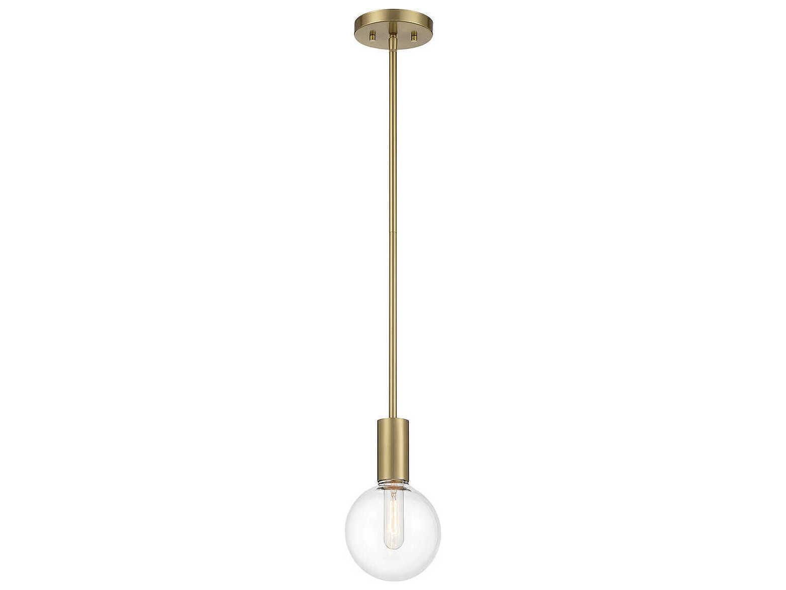 Savoy House Wright 1-Light Warm Brass Glass Globe Mini Pendant