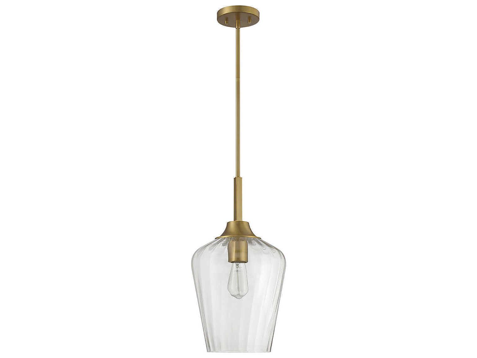 Savoy House Carlton 1-Light Warm Brass Glass Bell Mini Pendant