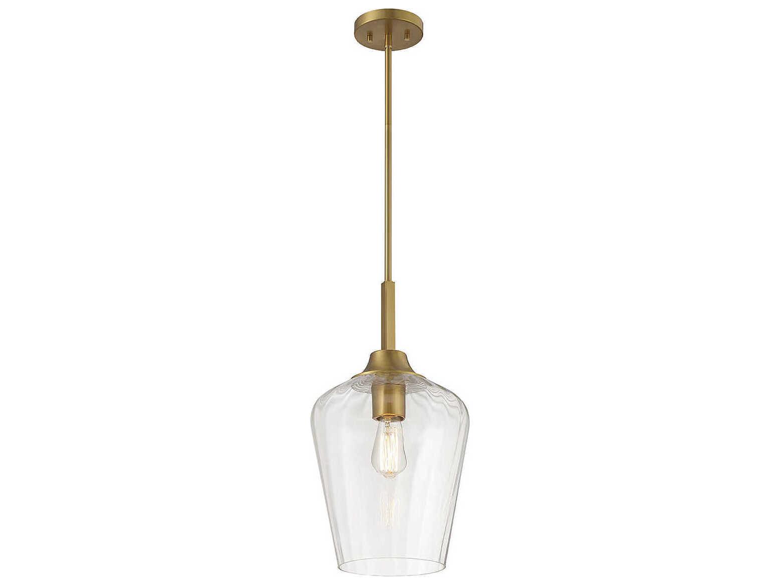 Savoy House Carlton 1-Light Warm Brass Glass Bell Mini Pendant