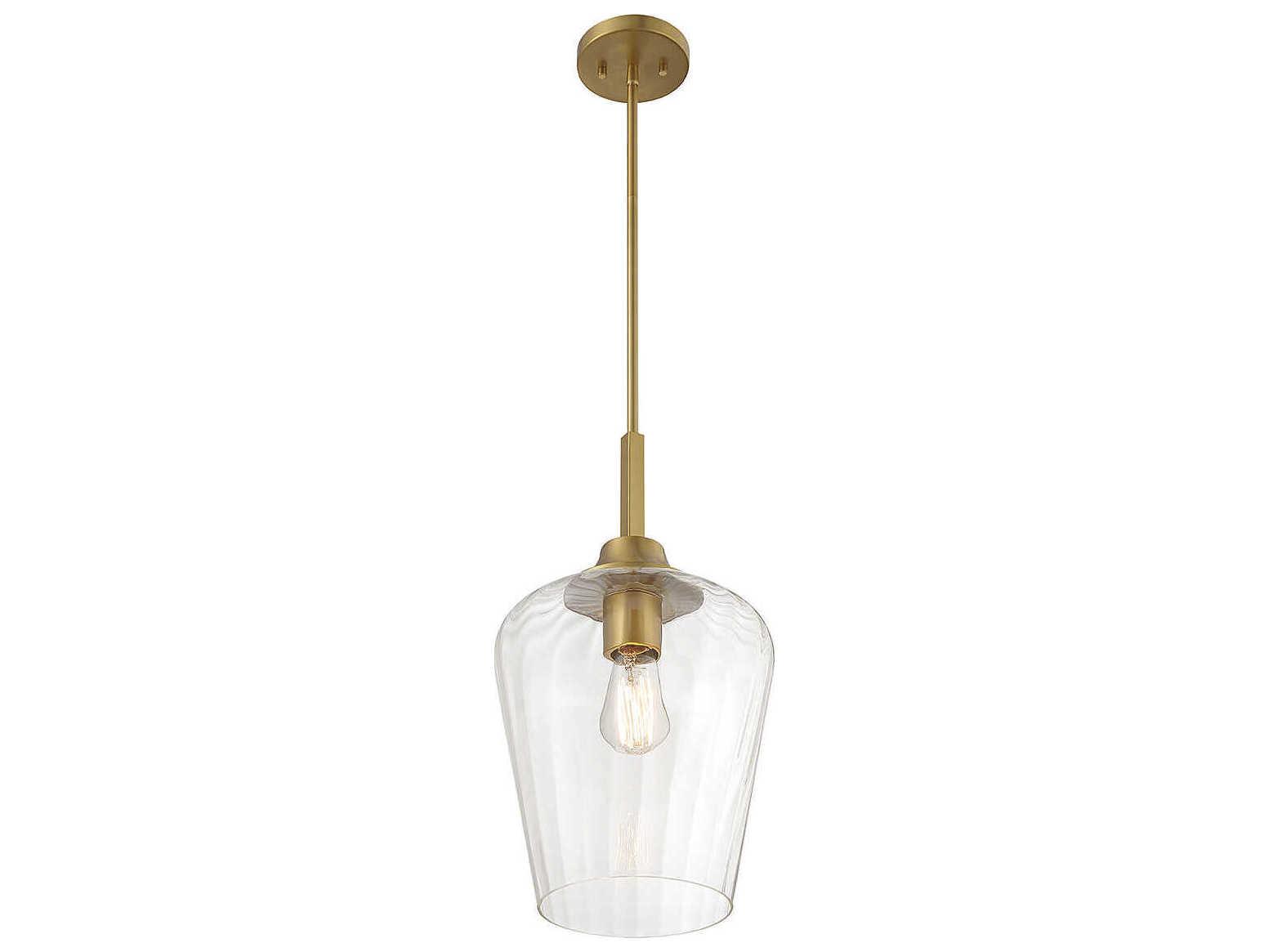 Savoy House Carlton 1-Light Warm Brass Glass Bell Mini Pendant