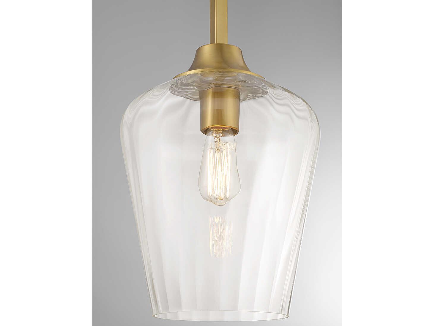 Savoy House Carlton 1-Light Warm Brass Glass Bell Mini Pendant