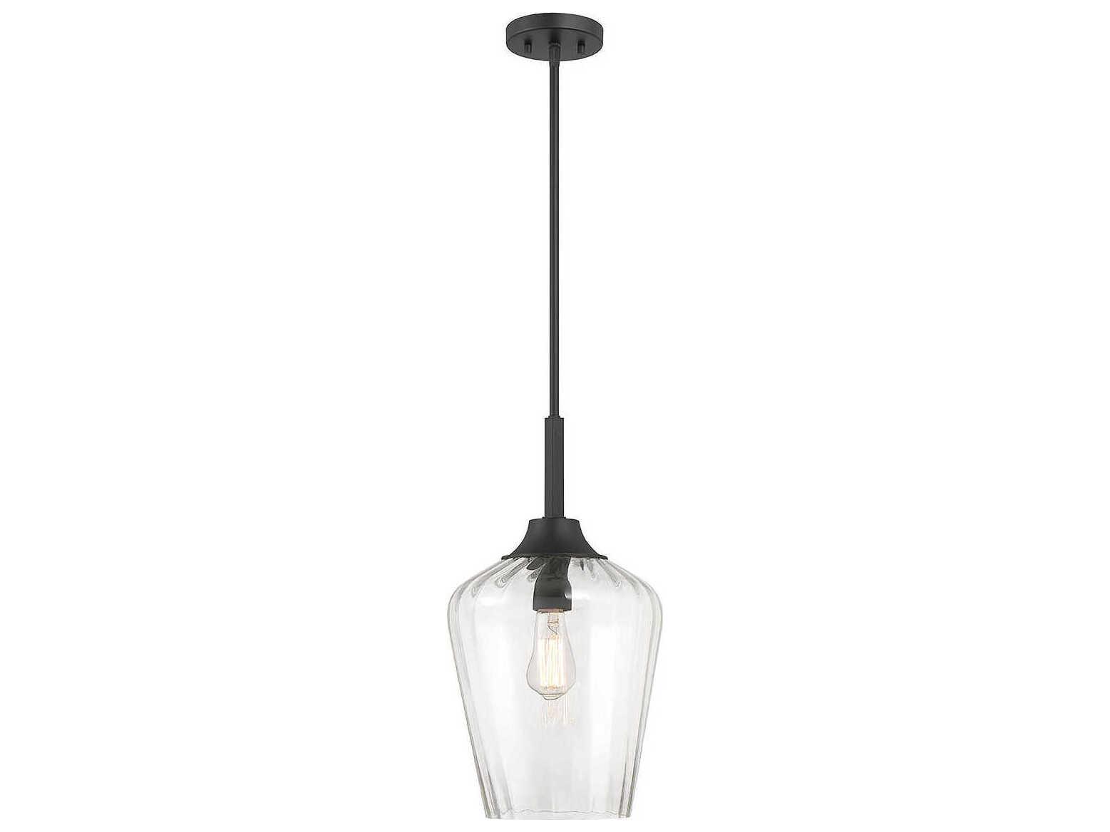 Savoy House Carlton 1-Light Matte Black Glass Bell Mini Pendant