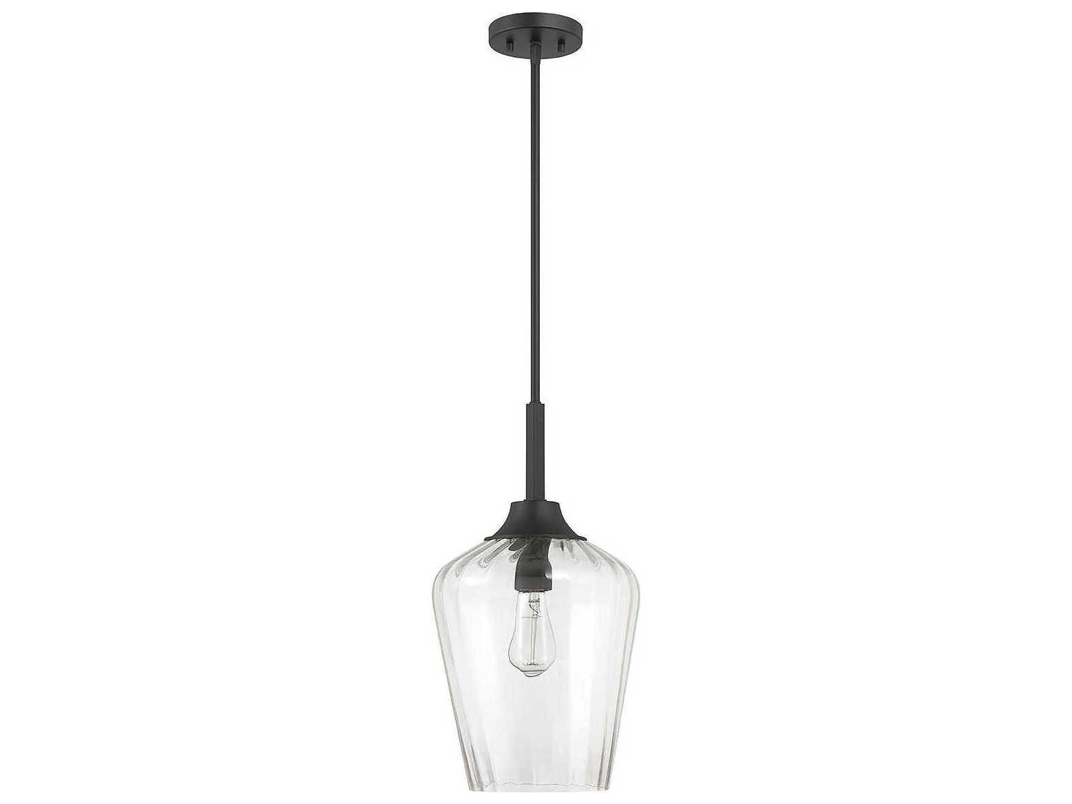 Savoy House Carlton 1-Light Matte Black Glass Bell Mini Pendant