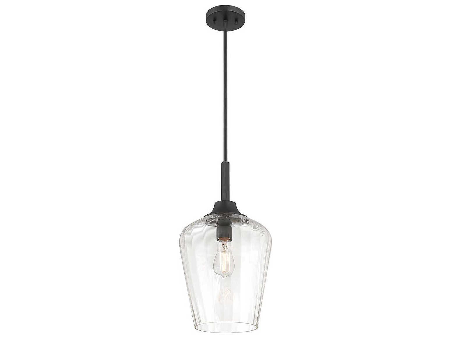 Savoy House Carlton 1-Light Matte Black Glass Bell Mini Pendant