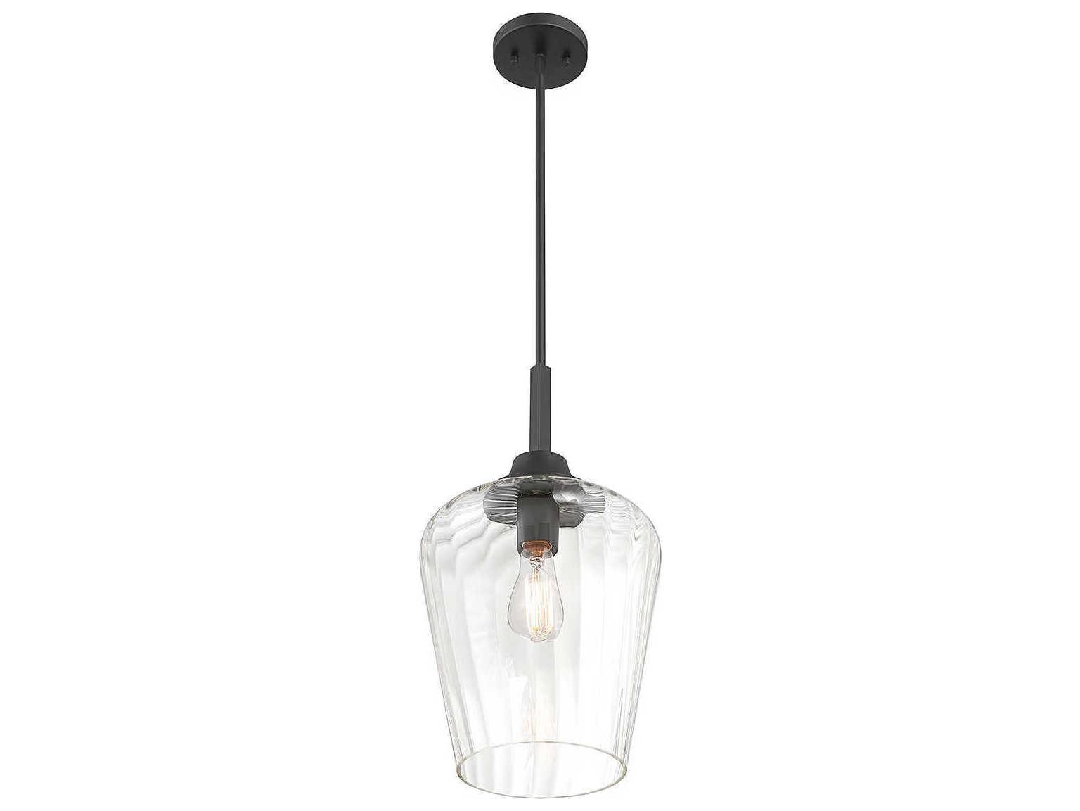 Savoy House Carlton 1-Light Matte Black Glass Bell Mini Pendant