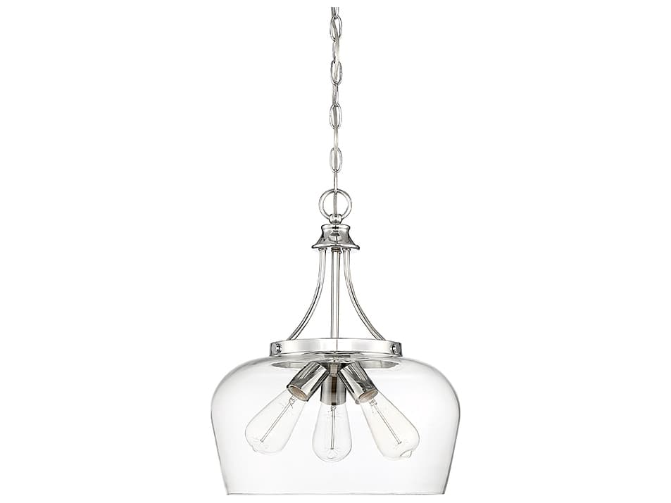 Savoy House Octave 3-Light Polished Chrome Glass Bowl Pendant
