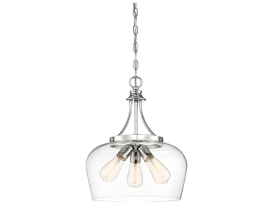Savoy House Octave 3-Light Polished Chrome Glass Bowl Pendant