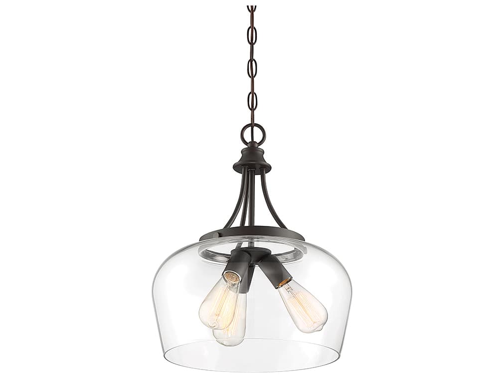 Savoy House Octave 3-Light English Bronze Glass Bowl Pendant