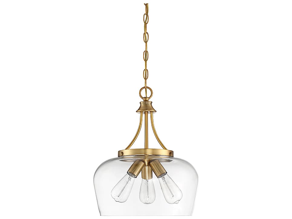 Savoy House Octave 3-Light Warm Brass Glass Bowl Pendant