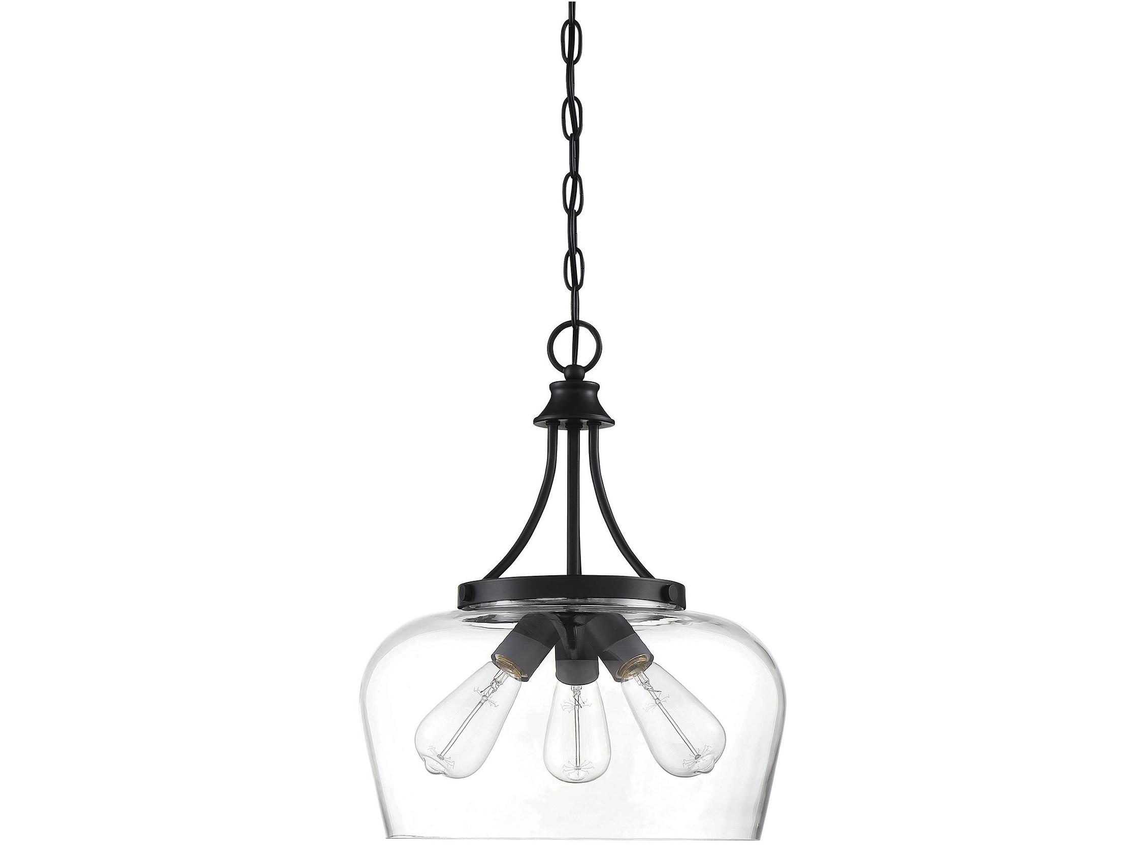 Savoy House Octave 3-Light Black Glass Bowl Pendant