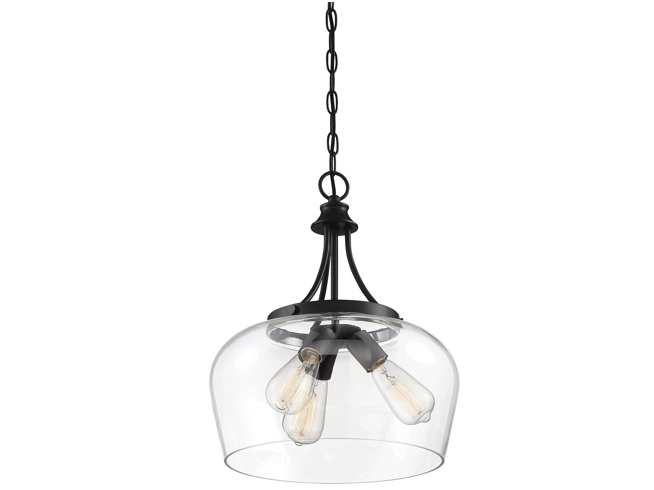 Savoy House Octave 3-Light Black Glass Bowl Pendant