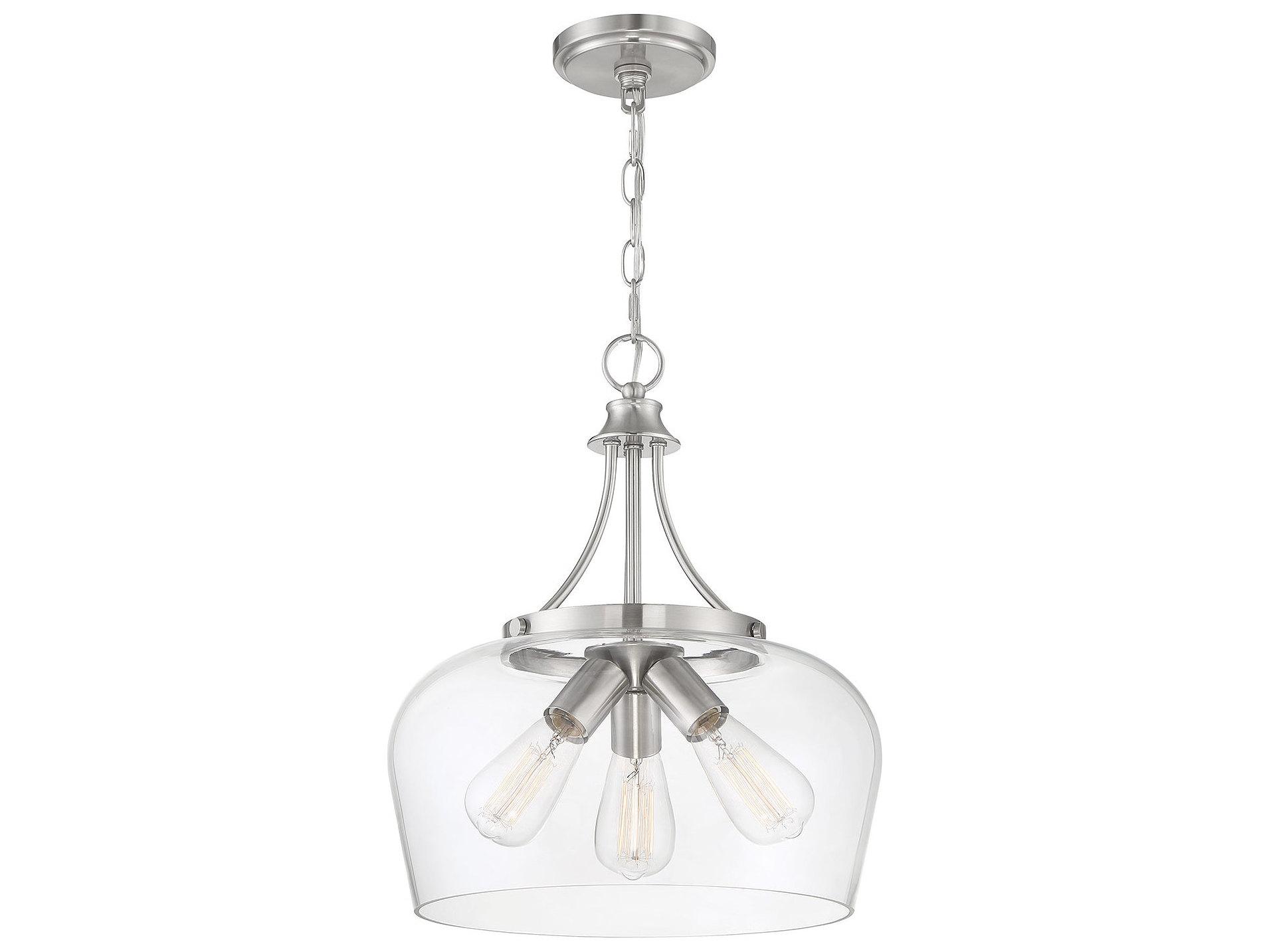 Savoy House Octave 3-Light Satin Nickel Glass Bowl Pendant
