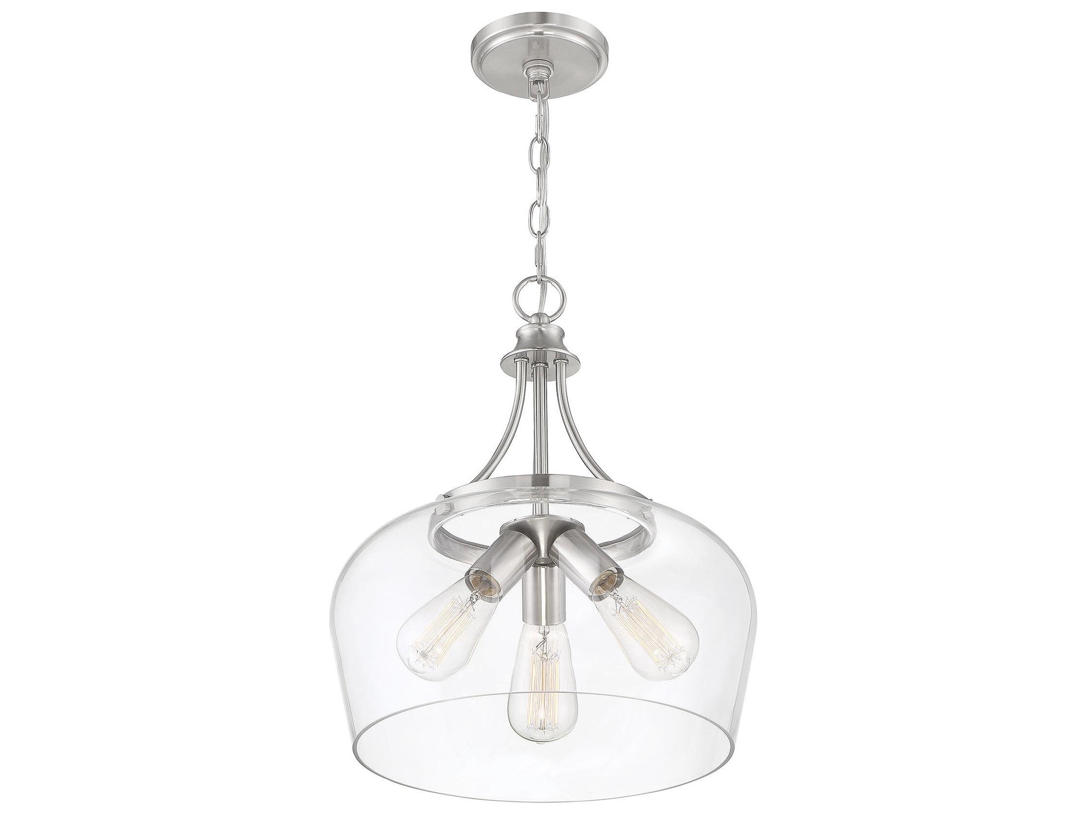 Savoy House Octave 3-Light Satin Nickel Glass Bowl Pendant