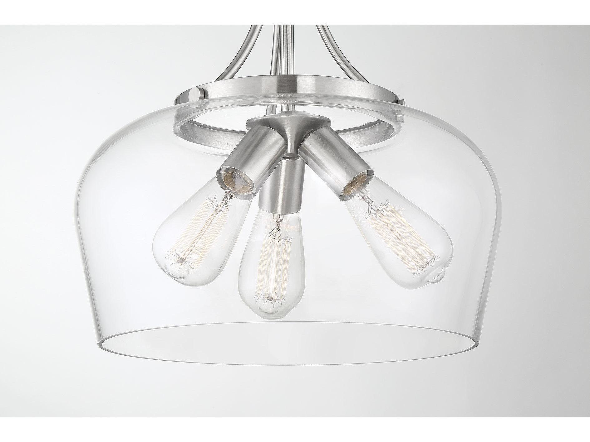 Savoy House Octave 3-Light Satin Nickel Glass Bowl Pendant