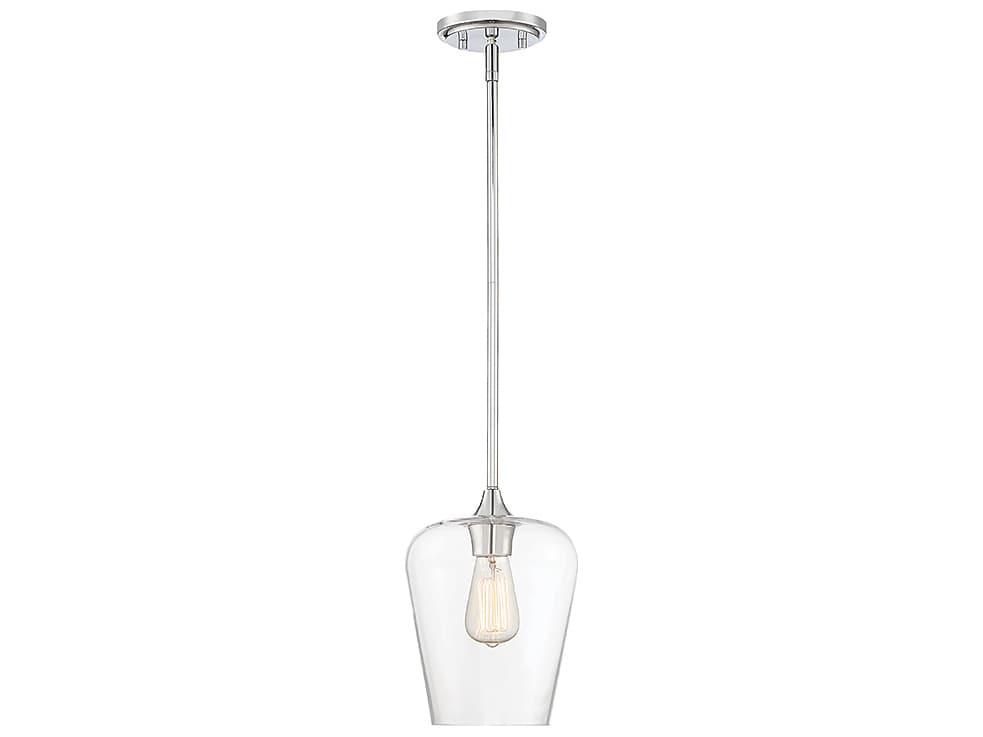 Savoy House Octave 1-Light Polished Chrome Glass Bell Mini Pendant