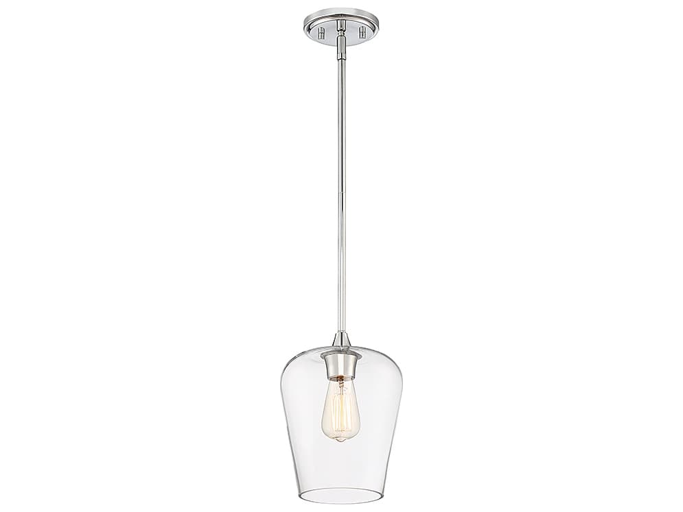 Savoy House Octave 1-Light Polished Chrome Glass Bell Mini Pendant