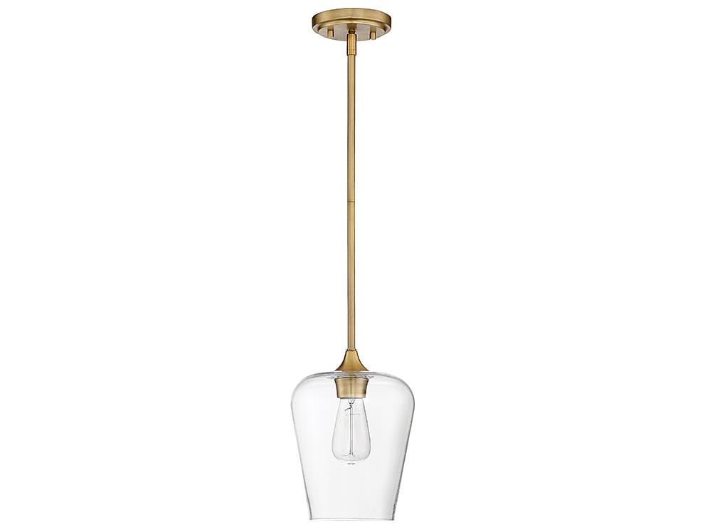 Savoy House Octave 1-Light Warm Brass Glass Bell Mini Pendant