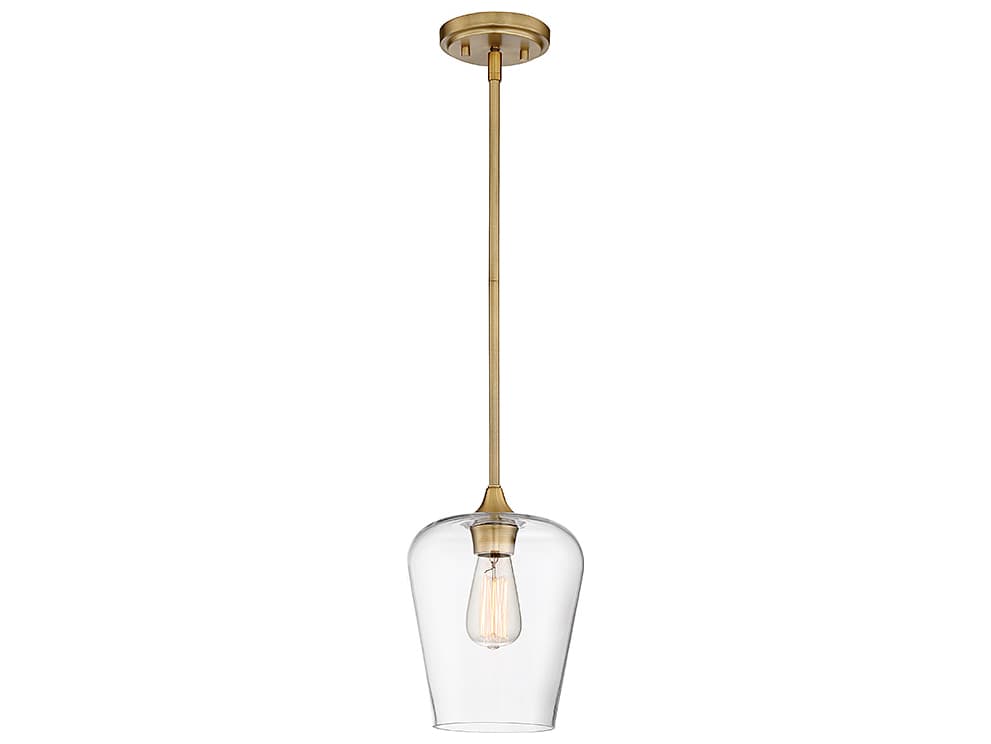 Savoy House Octave 1-Light Warm Brass Glass Bell Mini Pendant