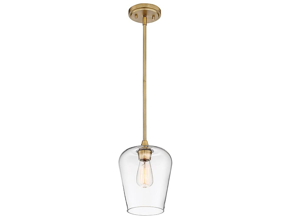 Savoy House Octave 1-Light Warm Brass Glass Bell Mini Pendant