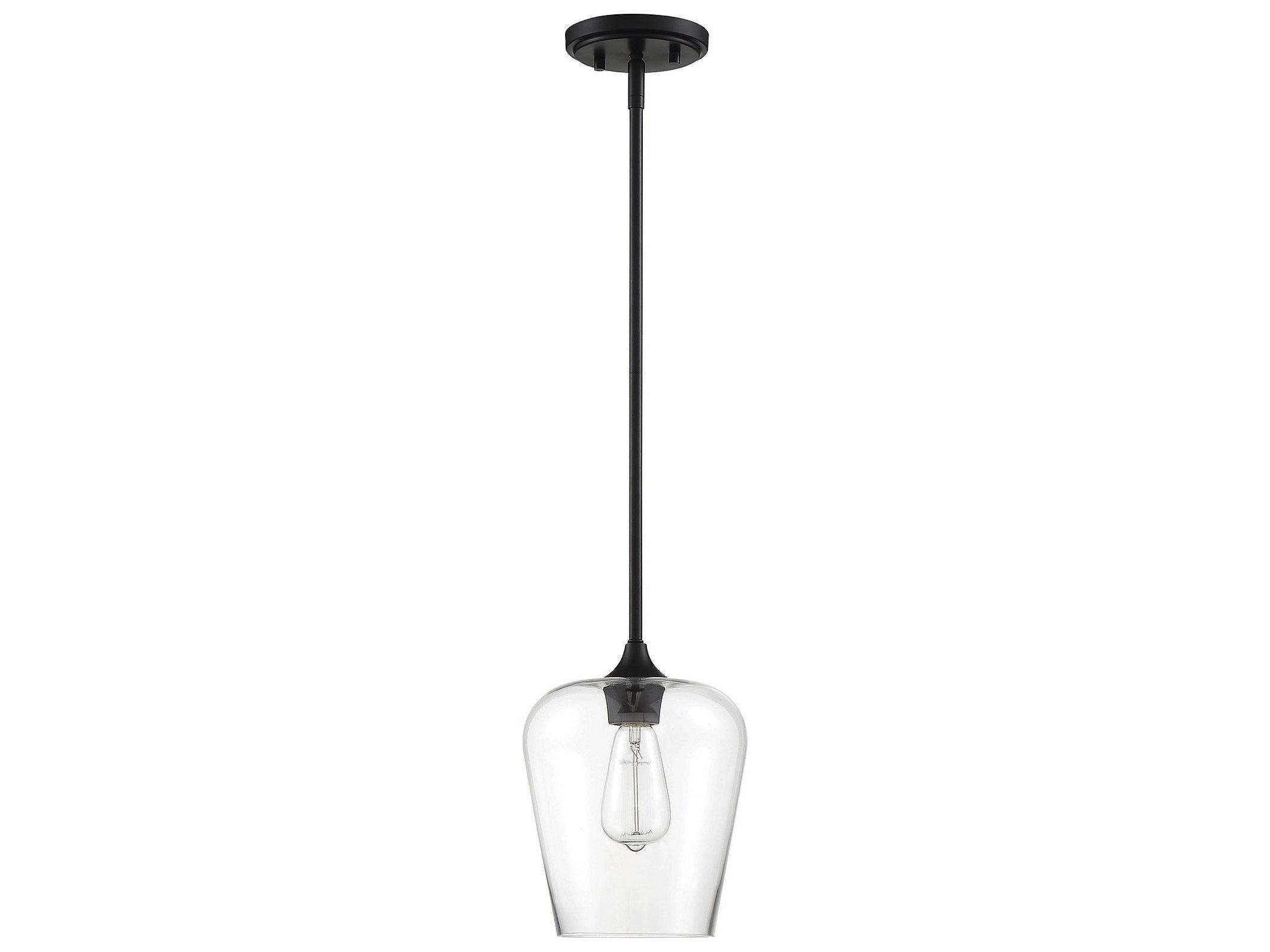 Savoy House Octave 1-Light Black Glass Bell Mini Pendant