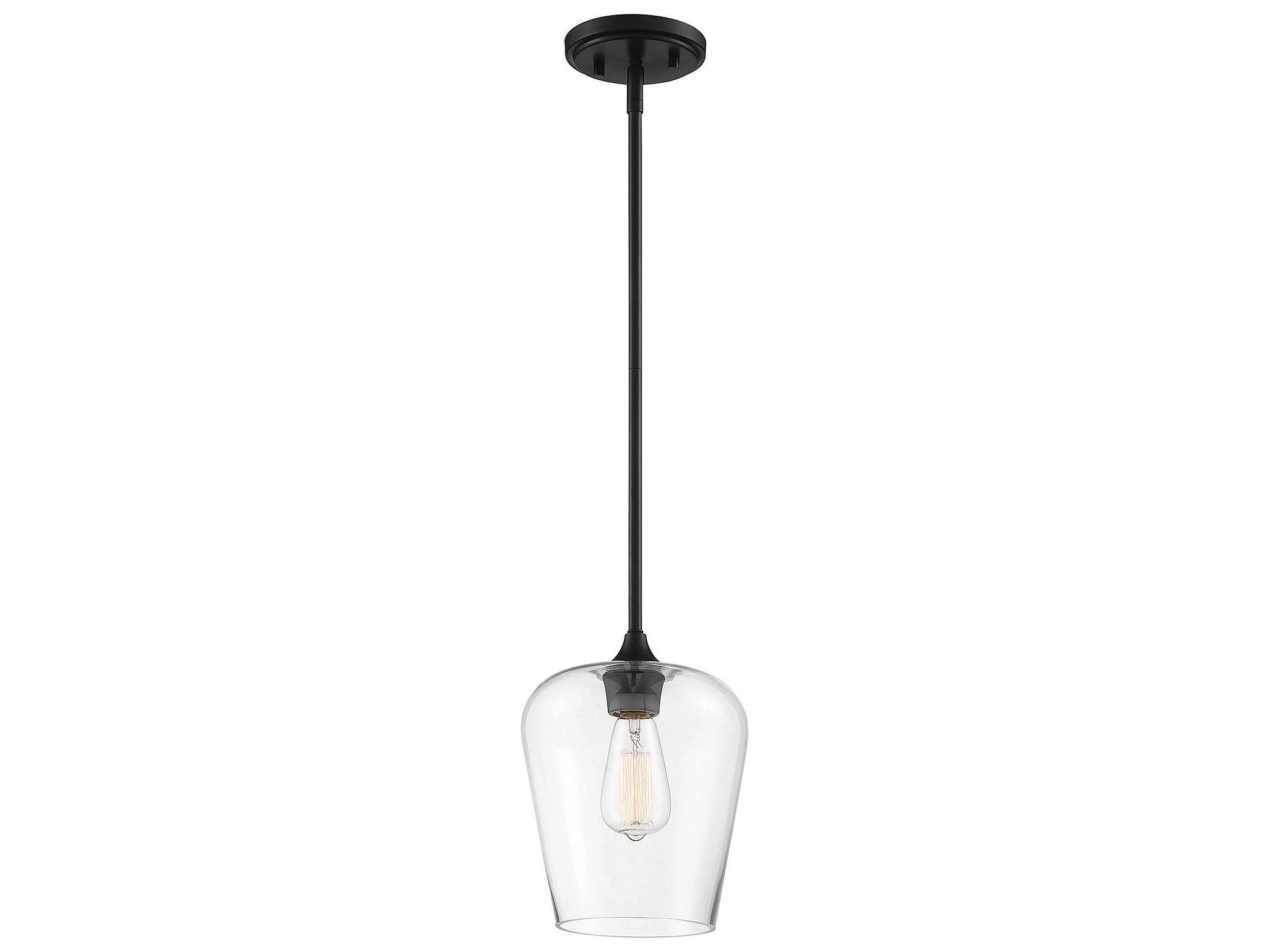 Savoy House Octave 1-Light Black Glass Bell Mini Pendant