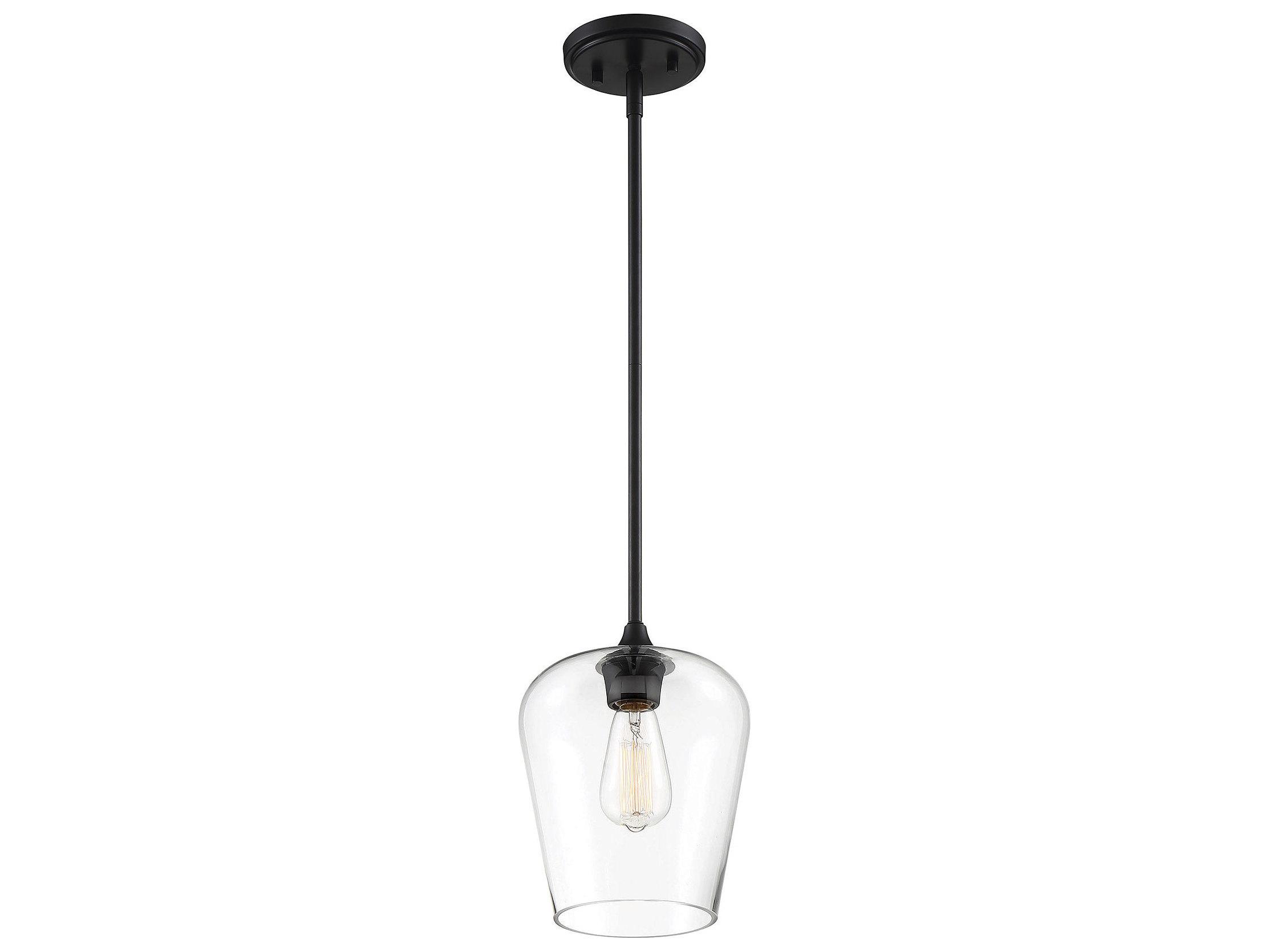 Savoy House Octave 1-Light Black Glass Bell Mini Pendant