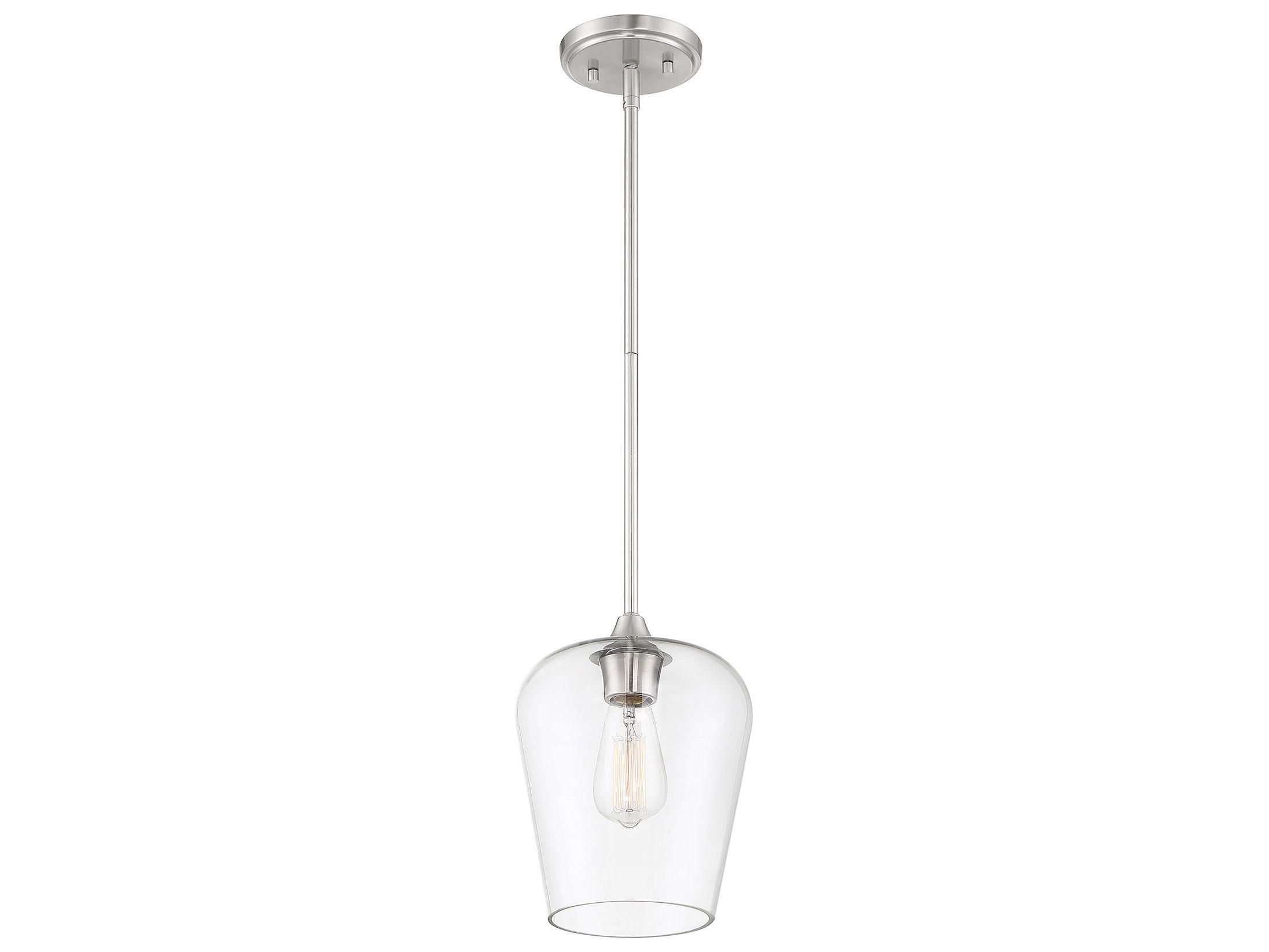 Savoy House Octave 1-Light Satin Nickel Glass Bell Mini Pendant