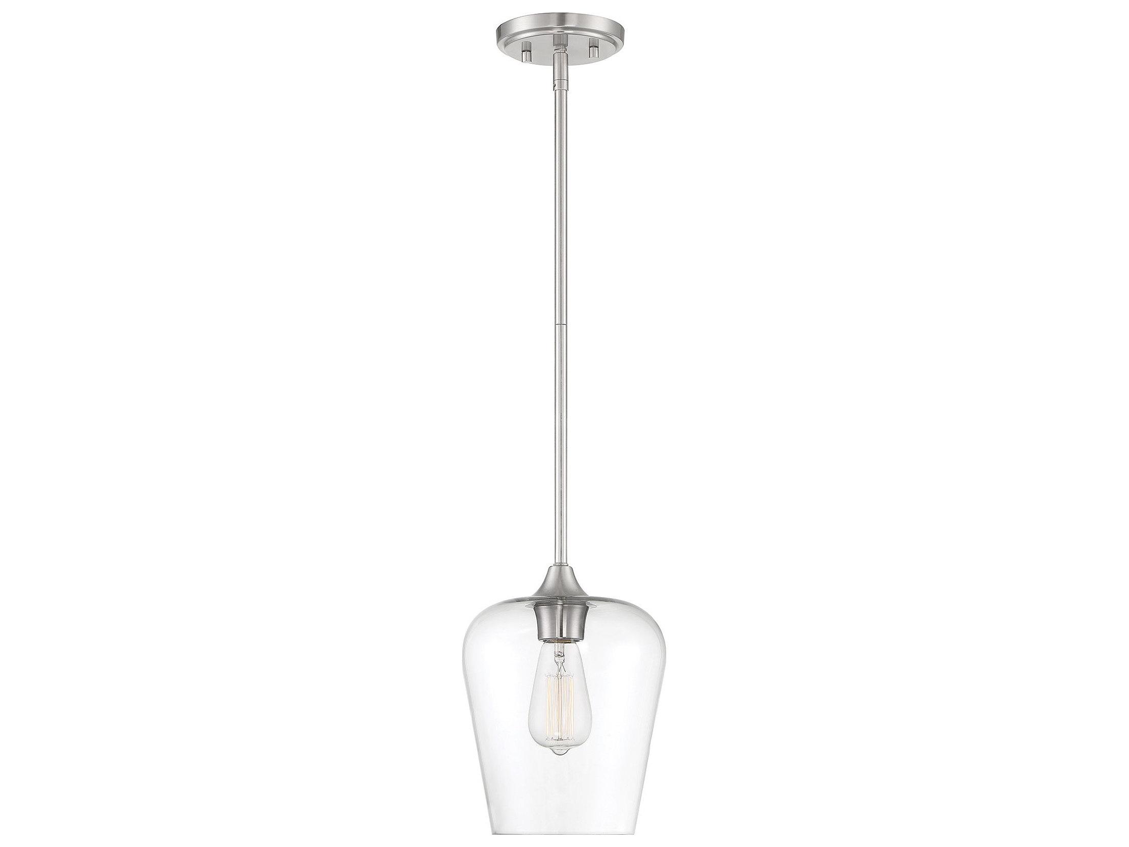 Savoy House Octave 1-Light Satin Nickel Glass Bell Mini Pendant
