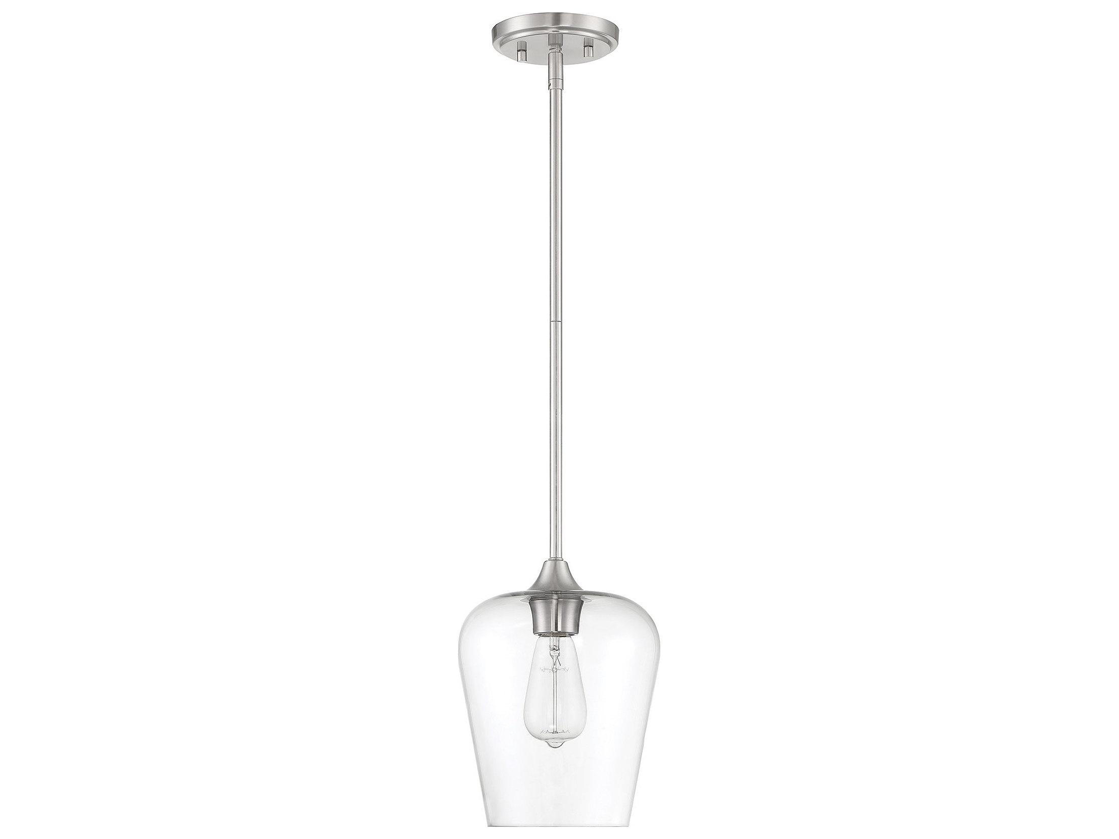 Savoy House Octave 1-Light Satin Nickel Glass Bell Mini Pendant